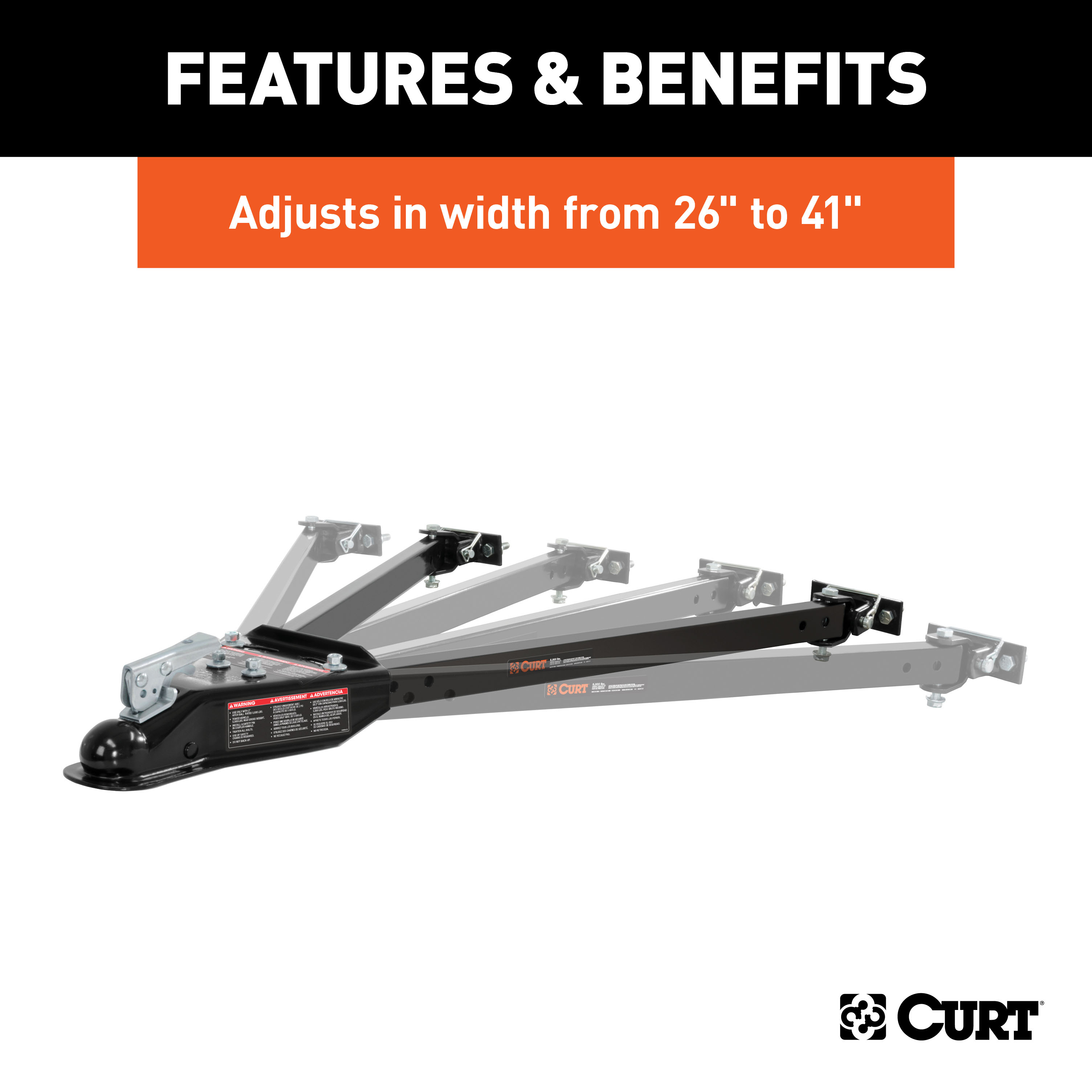 CURT 19745 Universal Car RV Tow Bars for Flat or Dinghy Towing, 5,000 lbs, 2-Inch Coupler thumbnail 3