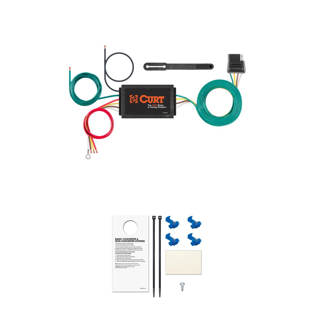 CURT 56190 Powered 3-to-2-Wire Splice-in Trailer Tail Light Converter, 4-Pin Wiring Harness thumbnail 0