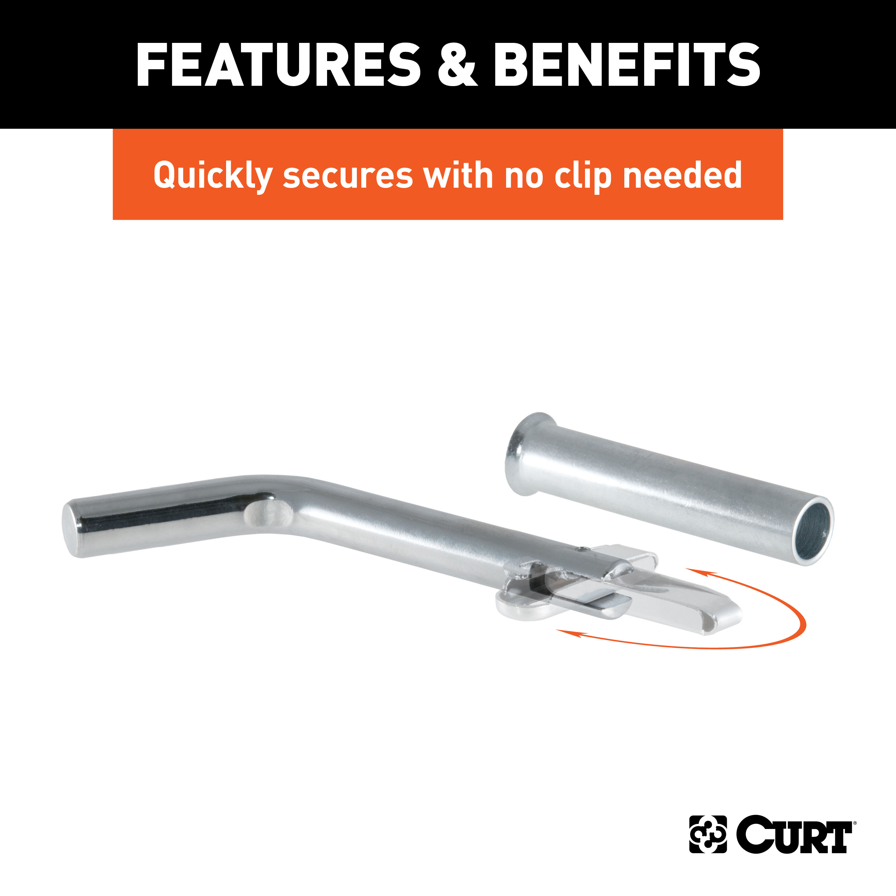 CURT 21561 Swivel Trailer Hitch Pin, 1/2-Inch Diameter with 5/8-Inch Adapter, Fits 1-1/4 or 2-Inch Receiver thumbnail 3