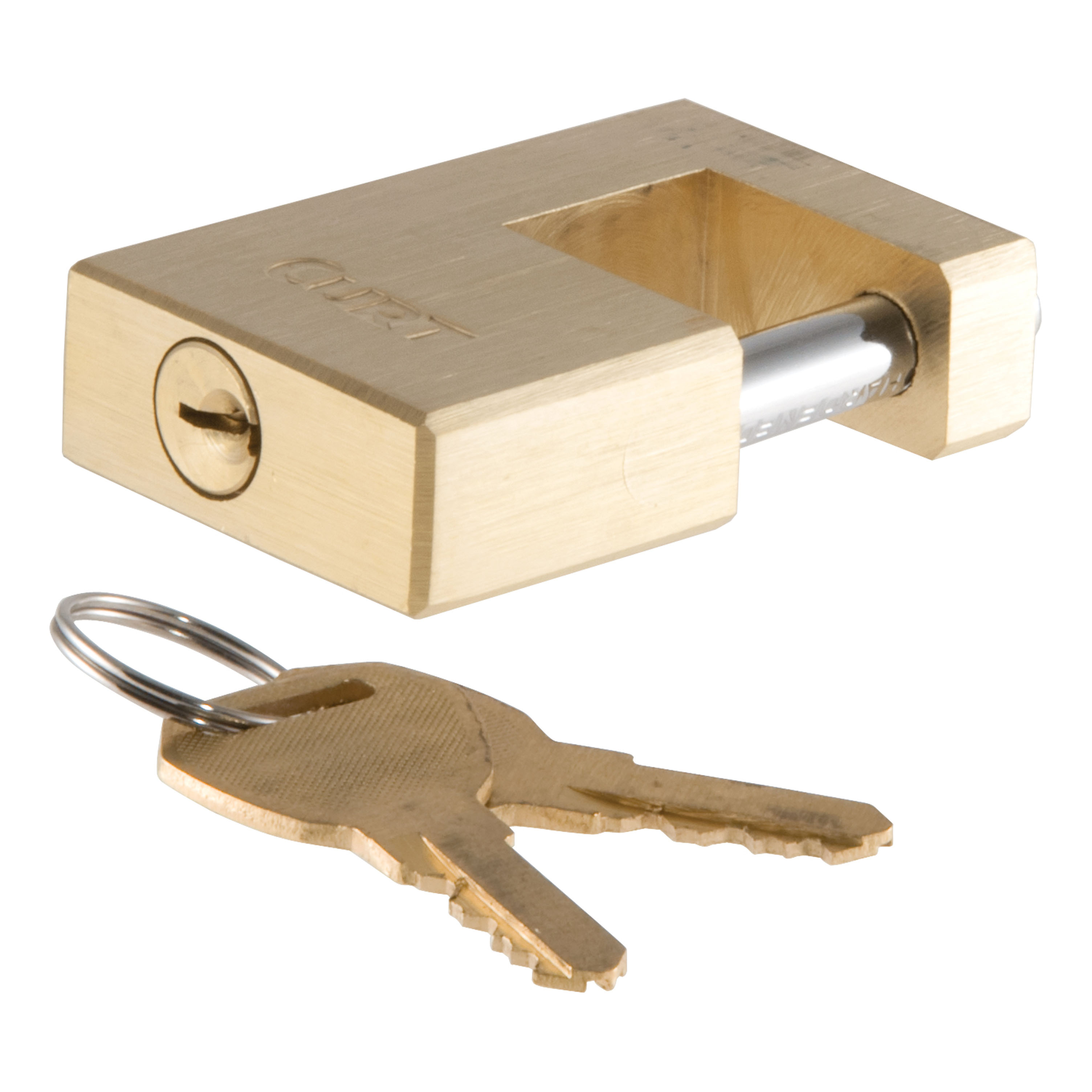 CURT 23546 Brass Trailer Tongue Coupler Lock, 1/4-Inch Pin Diameter, Up to 3/4-Inch Span thumbnail 0