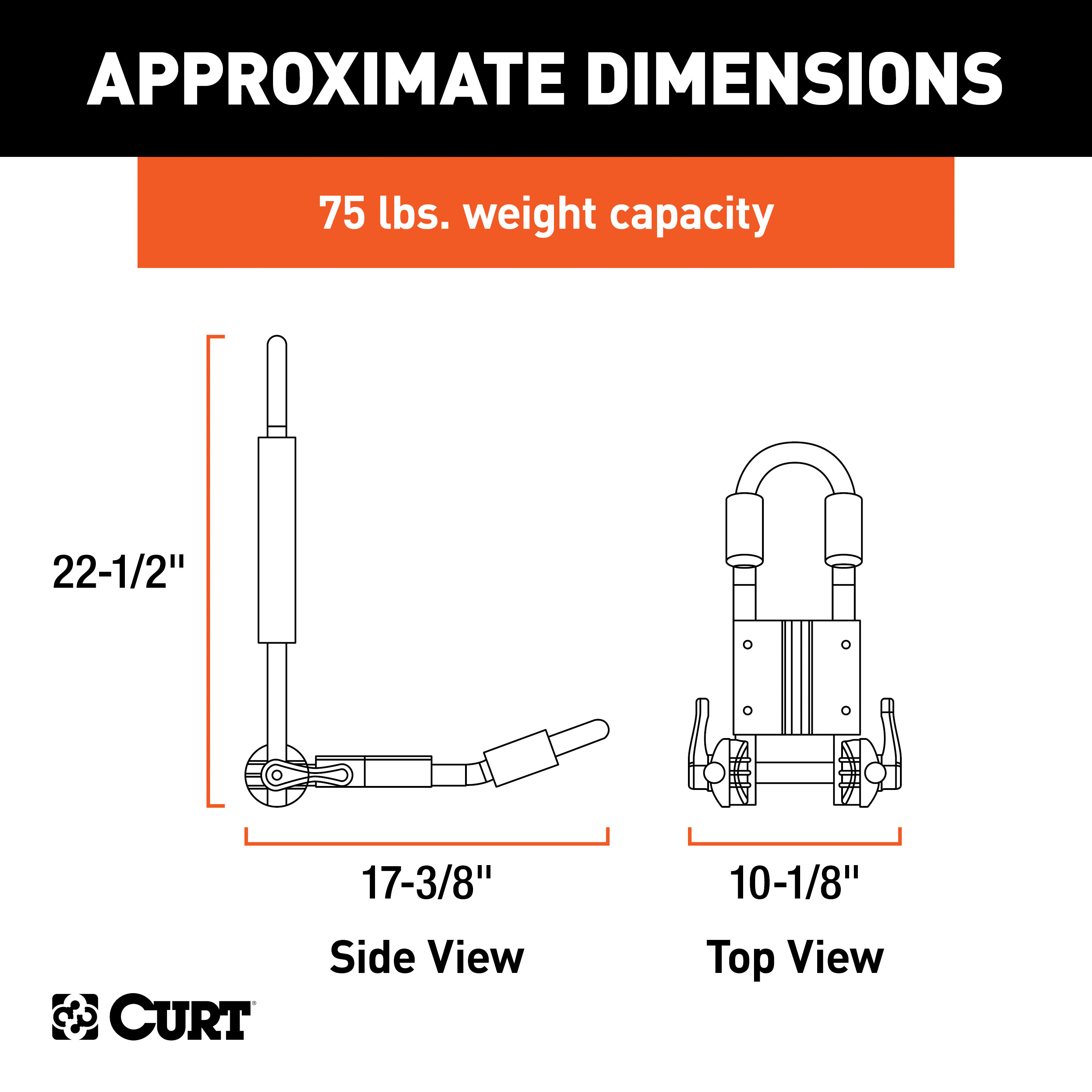 CURT 18320 Fully Adjustable Aluminum Universal Kayak Roof Rack Carrier, 2-Pack thumbnail 2