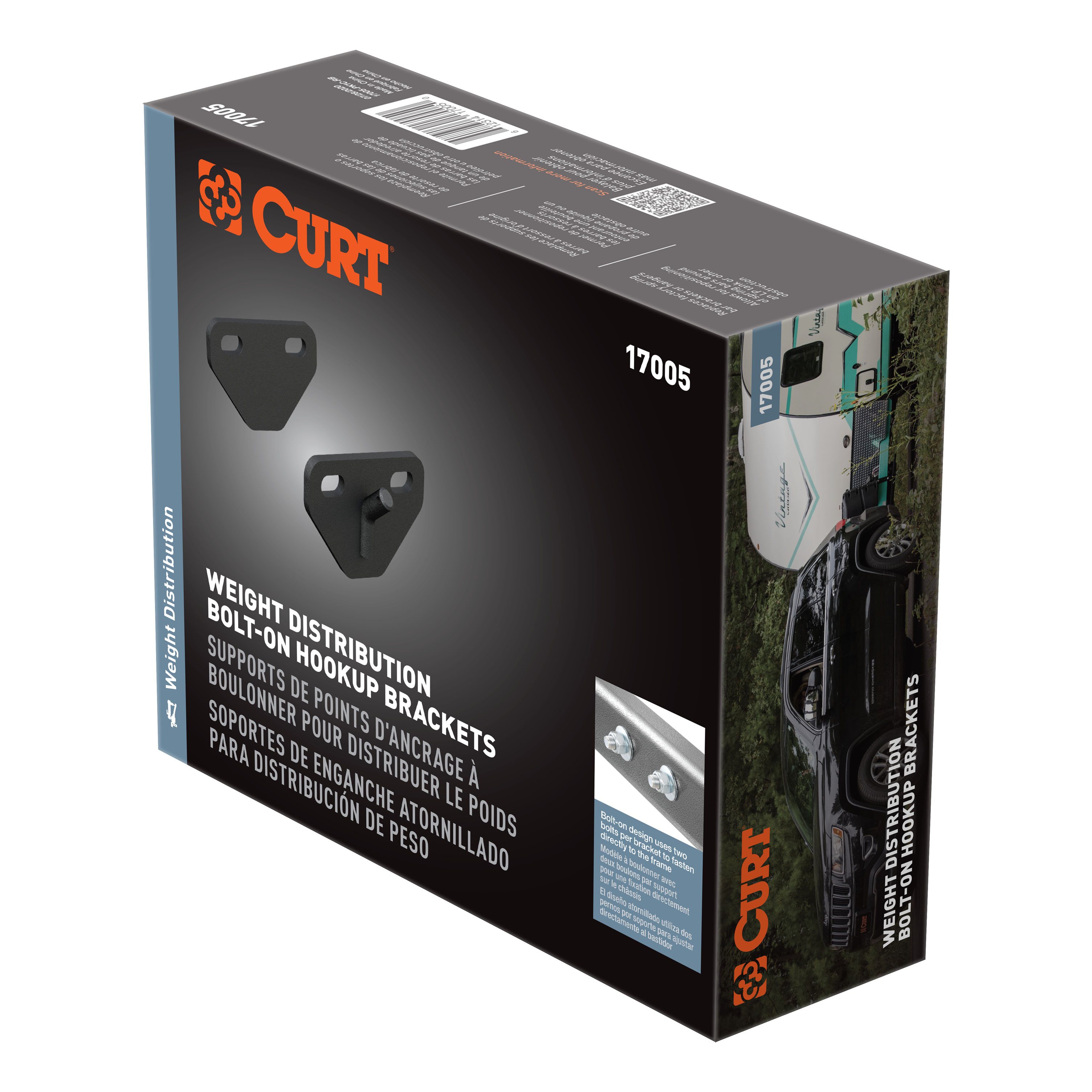 CURT 17005 Weight Distribution Hitch Bolt-On Hookup Brackets thumbnail 5