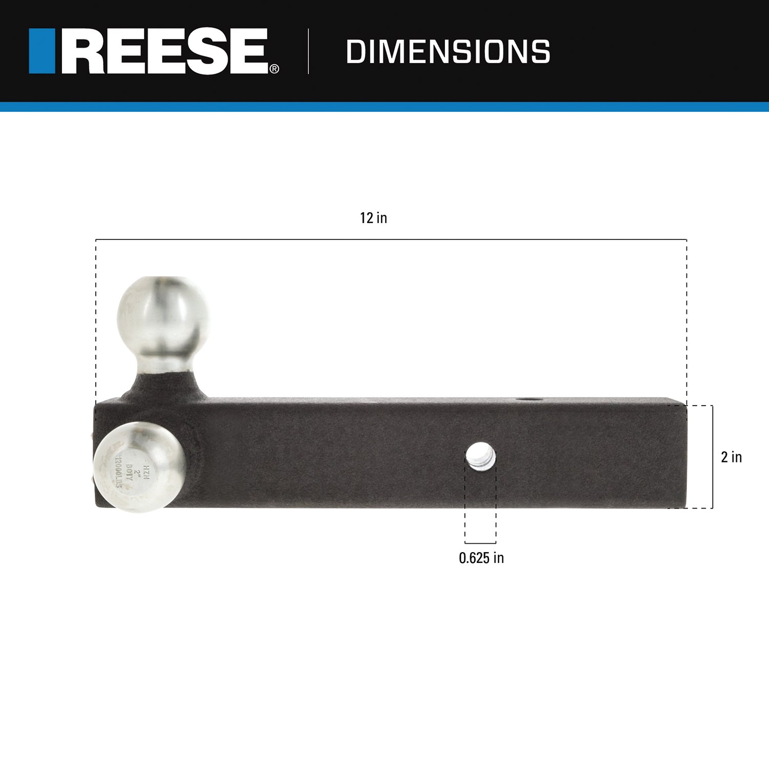 Reese Tri-Ball Trailer Hitch Ball Mount, (1-7/8 Inch, 2 Inch, 2-5/16 Inch Trailer Hitch Balls), Fits 2 Inch Square Receiver, 16,000 lbss. Capacity, Premium Black 7096400 thumbnail 2