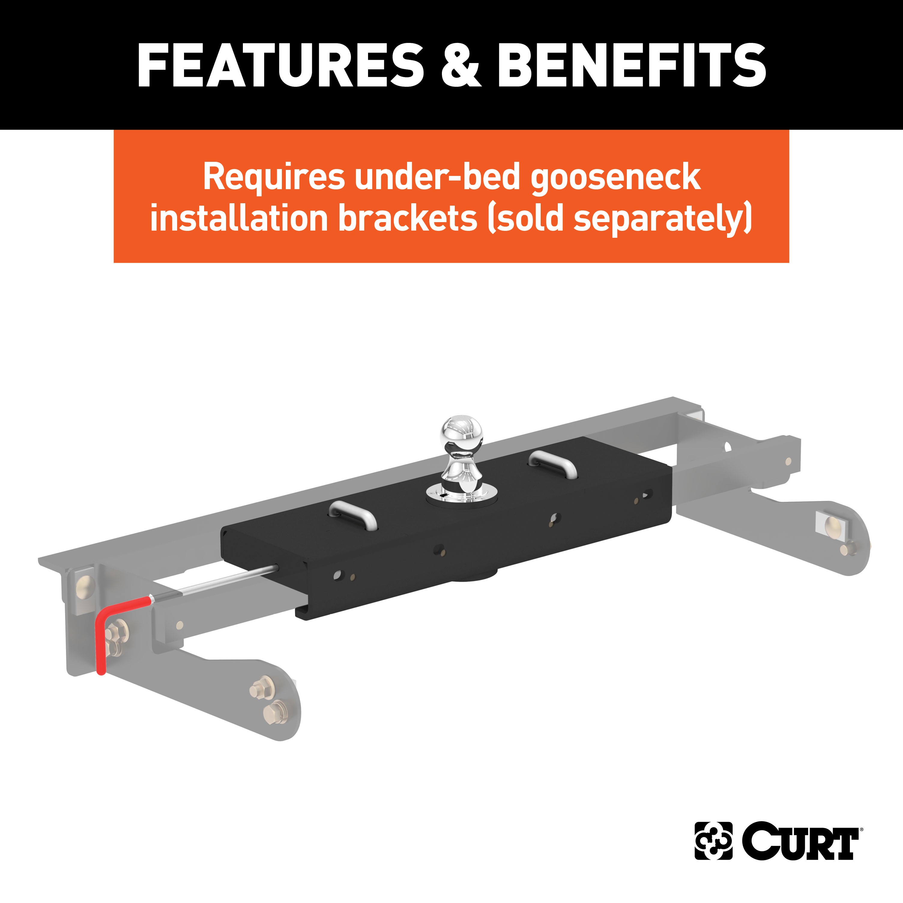 CURT 60611 Double Lock EZr Gooseneck Hitch with 2-5/16-Inch Flip-and-Store Ball, 30,000 lbs thumbnail 6