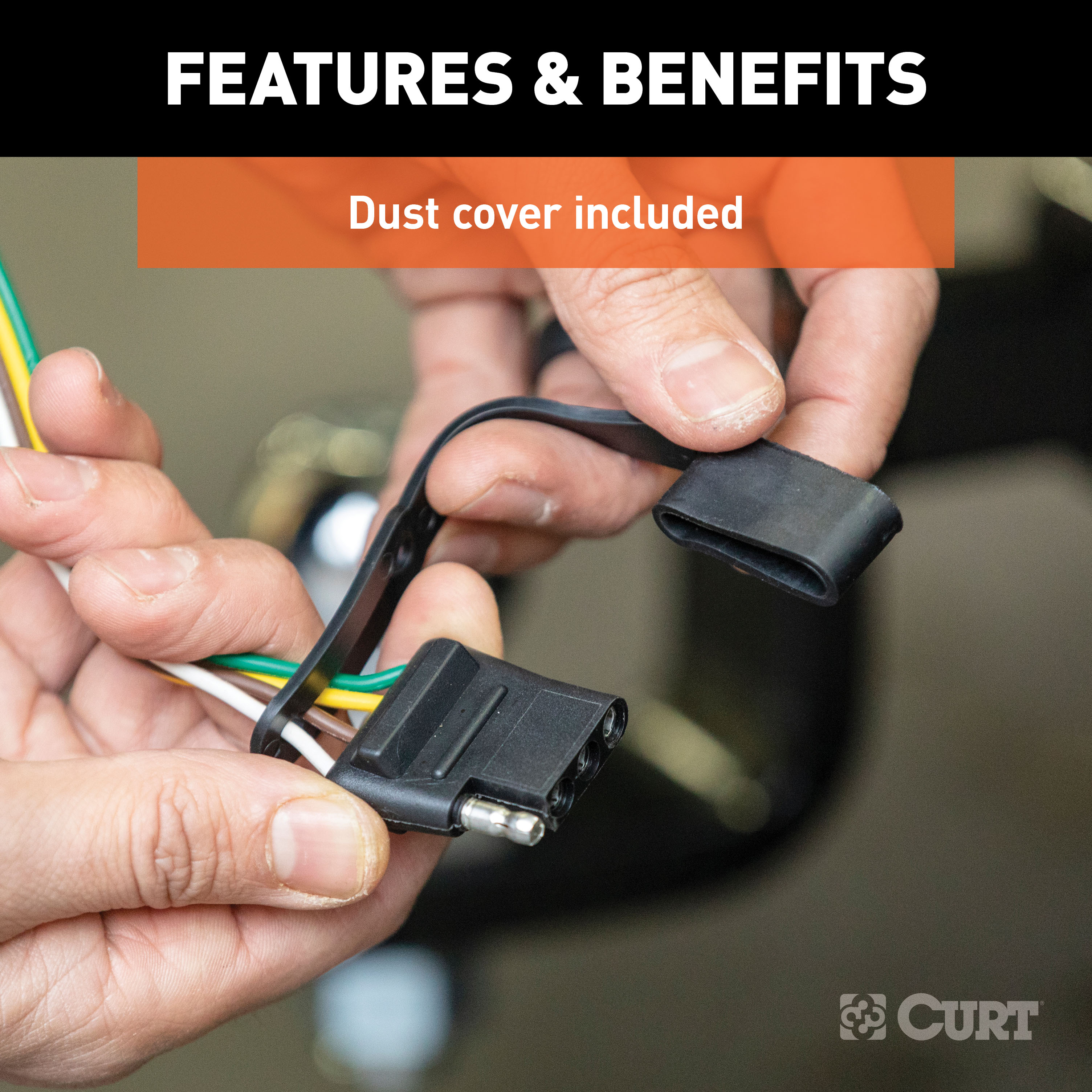 CURT 56130 Non-Powered 3-to-2-Wire Splice-in Trailer Tail Light Converter, 4-Pin Wiring Harness thumbnail 3