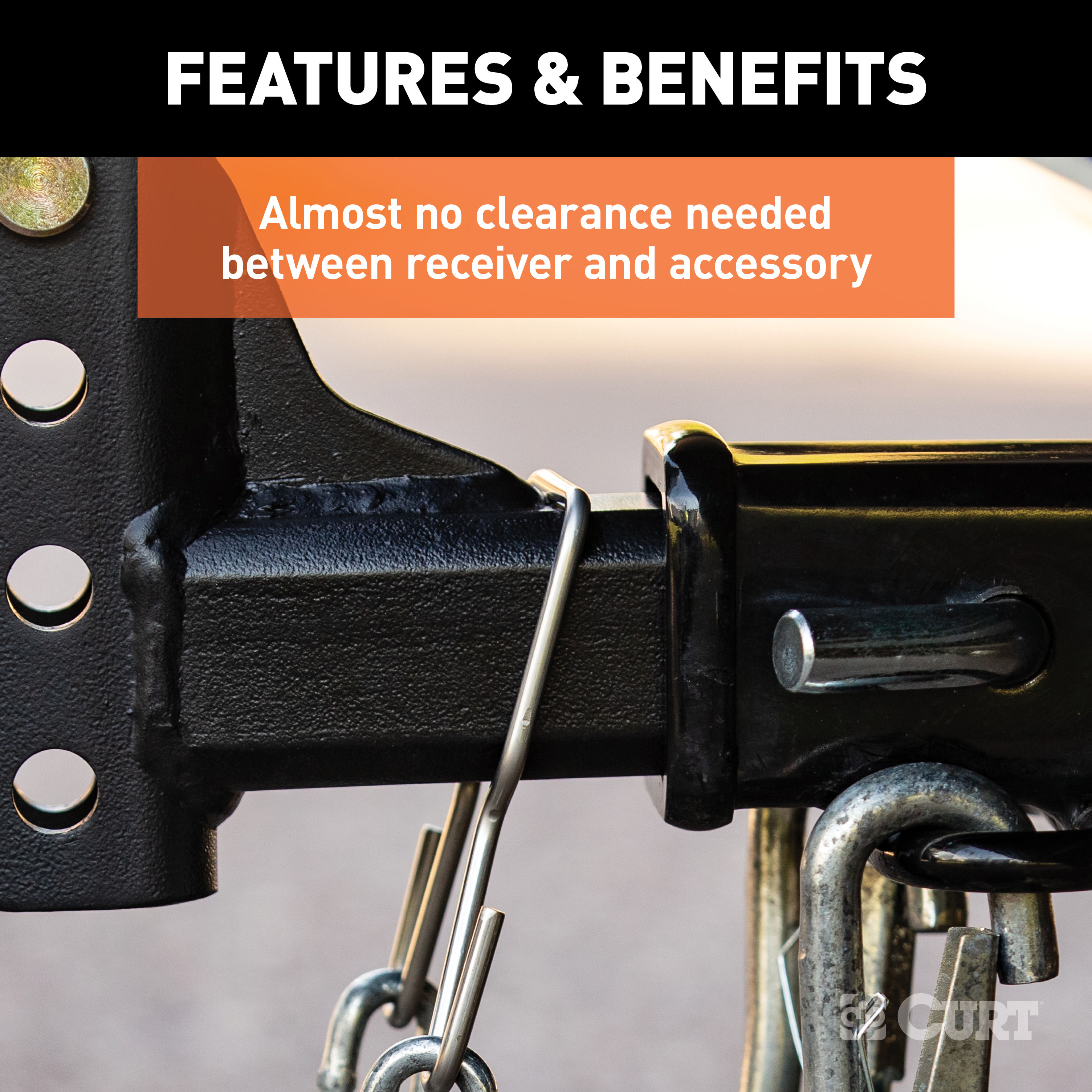 CURT 45807 Trailer Safety Chain Holder Bracket for 2-inch Shank, Clip-On Stainless Steel Hanger Hooks thumbnail 4