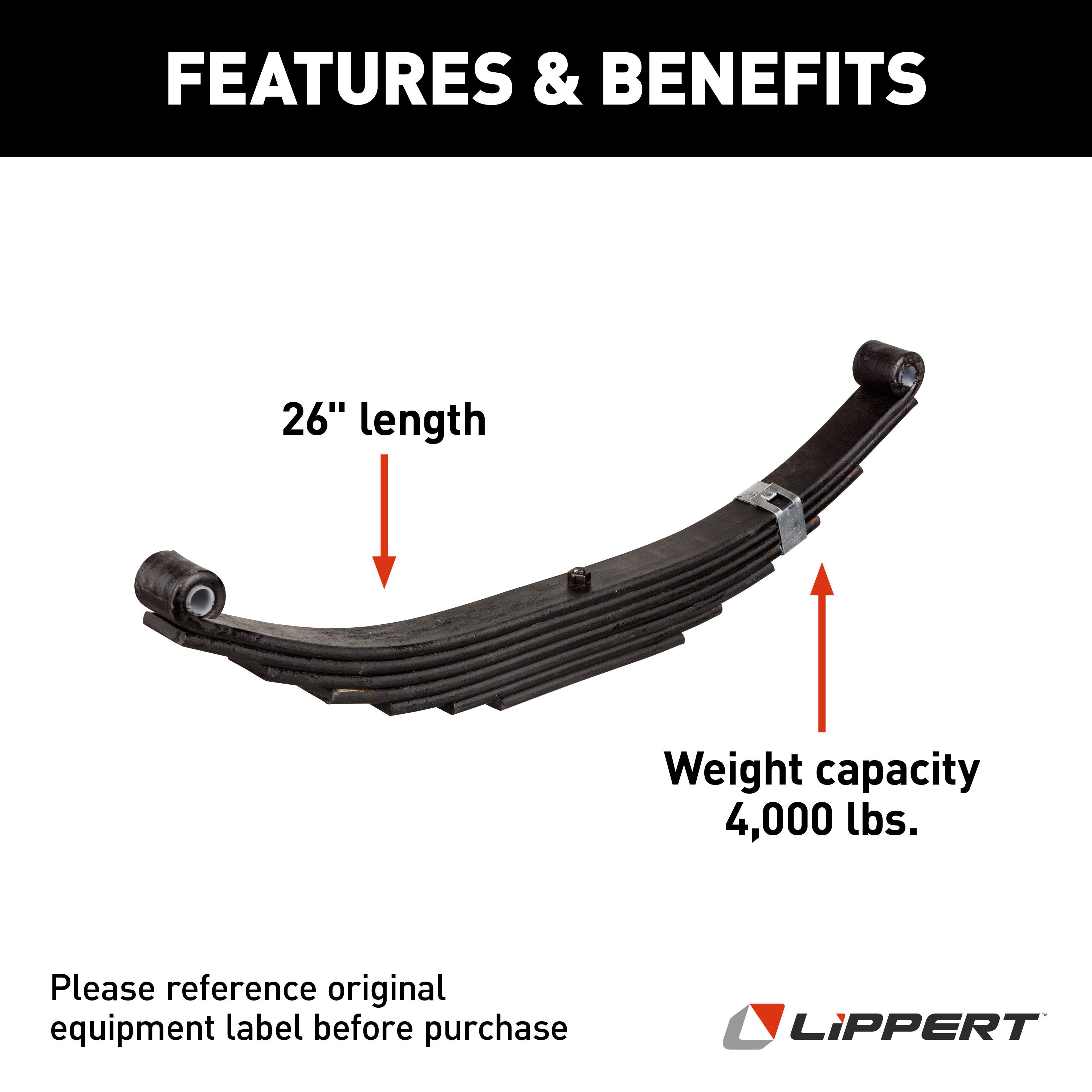 Lippert Replacement Trailer Leaf Spring - 26", 4,000-lb. Weight Capacity 2021095282 thumbnail 1
