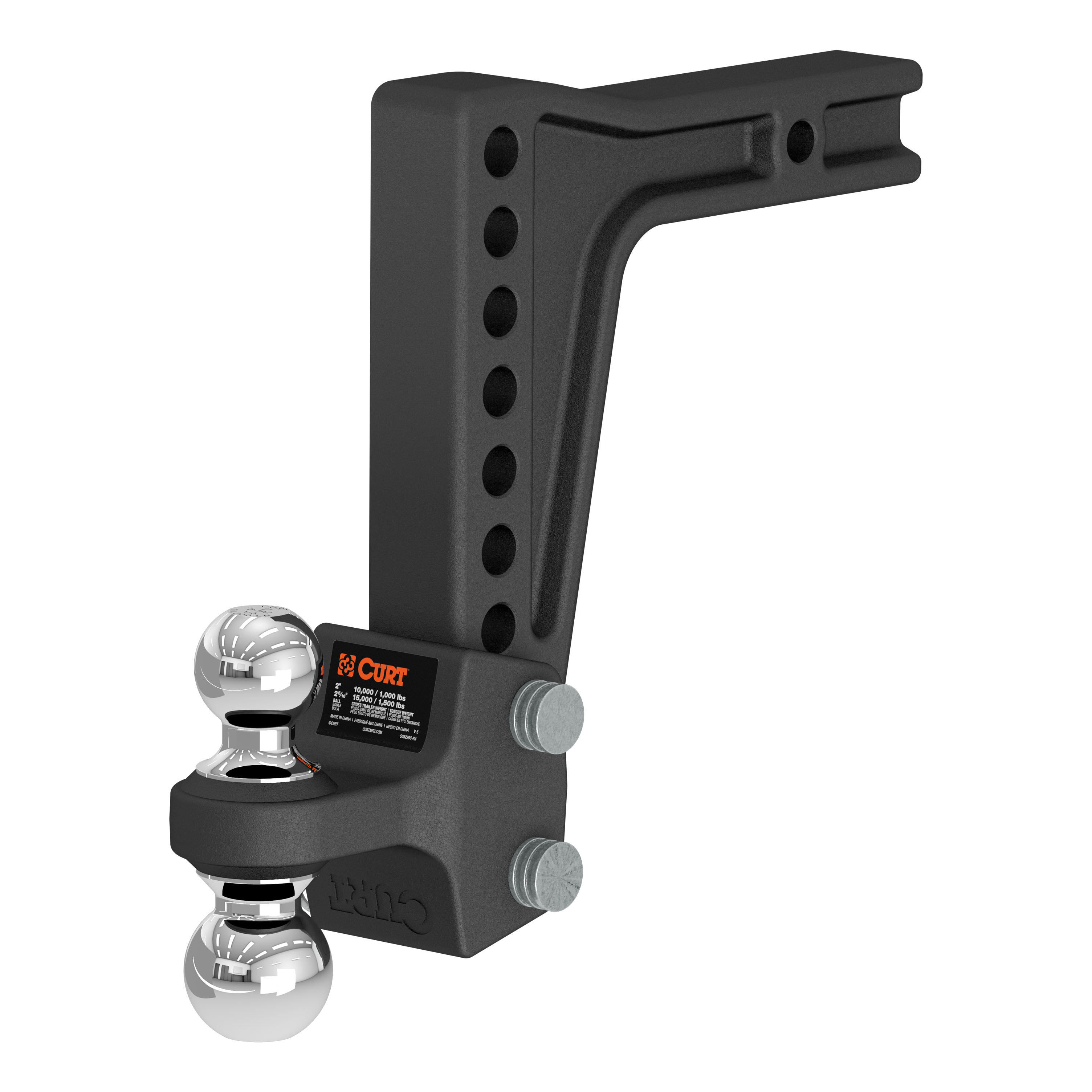 CURT 45936 Deep-Drop Adjustable Trailer Hitch Ball Mount with Dual Ball, 2" Shank, Up to 15,000 lbss thumbnail 0