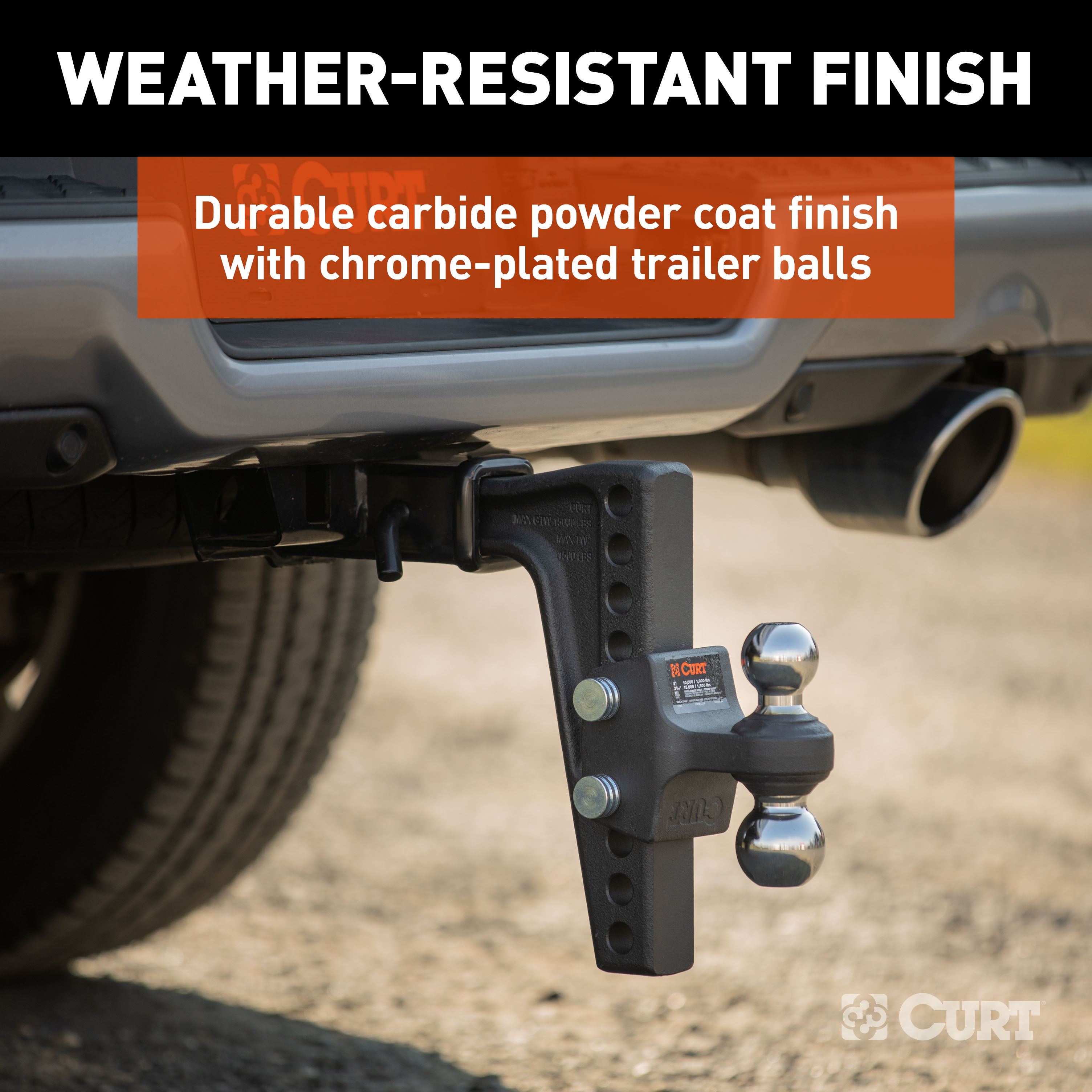 CURT 45936 Deep-Drop Adjustable Trailer Hitch Ball Mount with Dual Ball, 2" Shank, Up to 15,000 lbss thumbnail 5