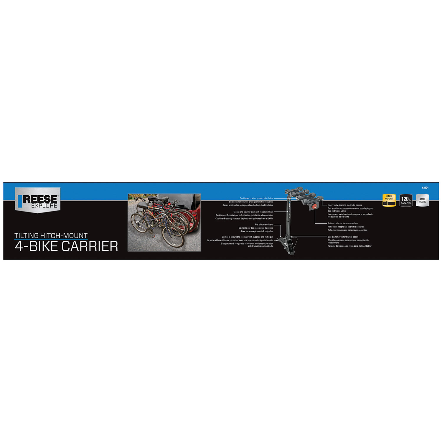 Reese Towpower Eclipse Trailer Hitch Bike Carrier, 4-Bike, 2 Inch Receiver thumbnail 1