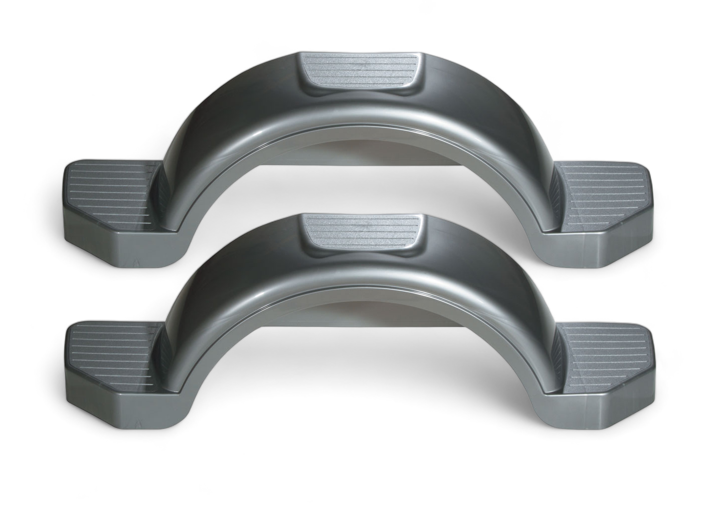 Set of 2, Fulton 14 in. Top & Side Step Silver Trailer Fender 008594 thumbnail 0