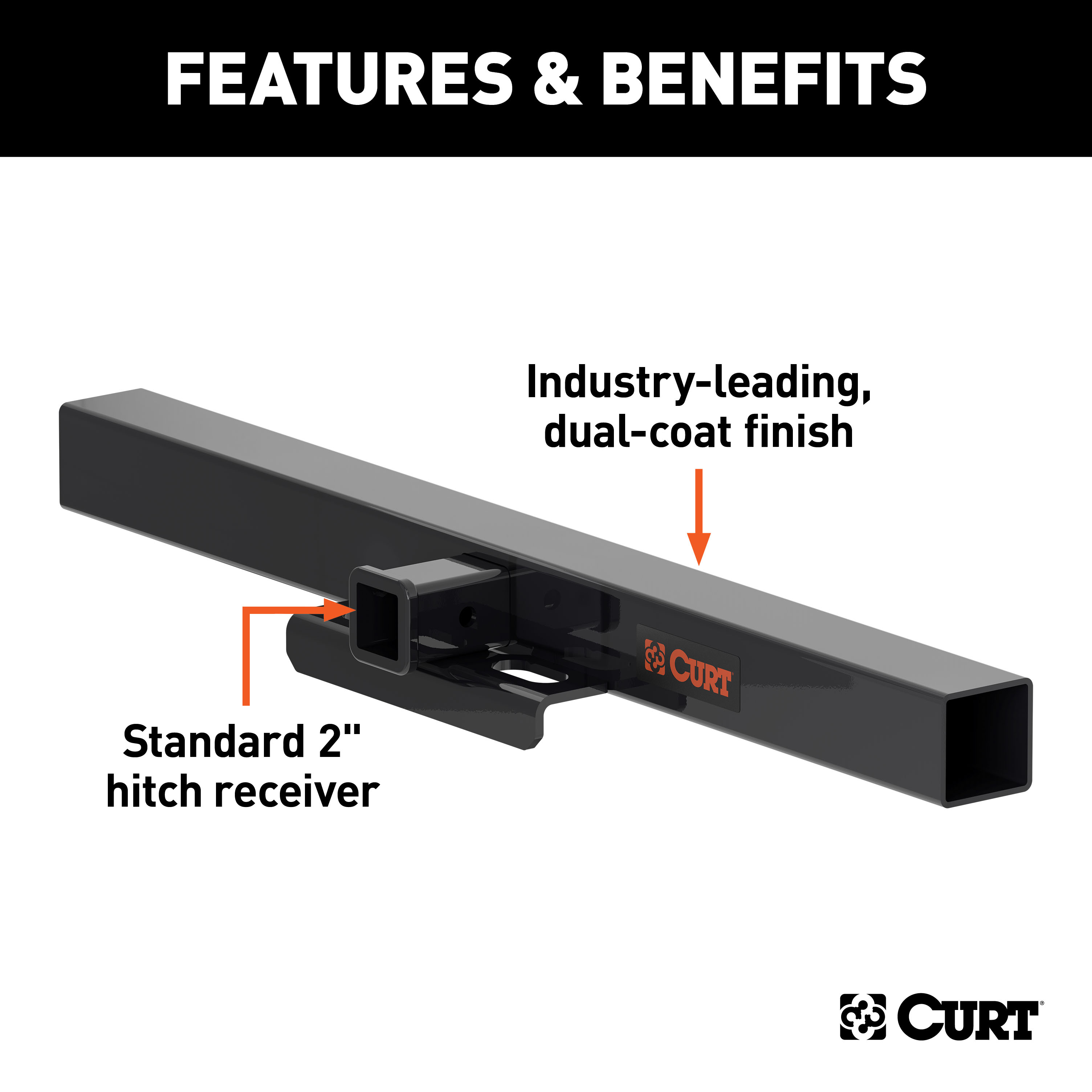 CURT 15920 44-Inch Class 5 Weld-On Hitch Center Section Only, 2-Inch Receiver, Up to 16,000 lbs thumbnail 2