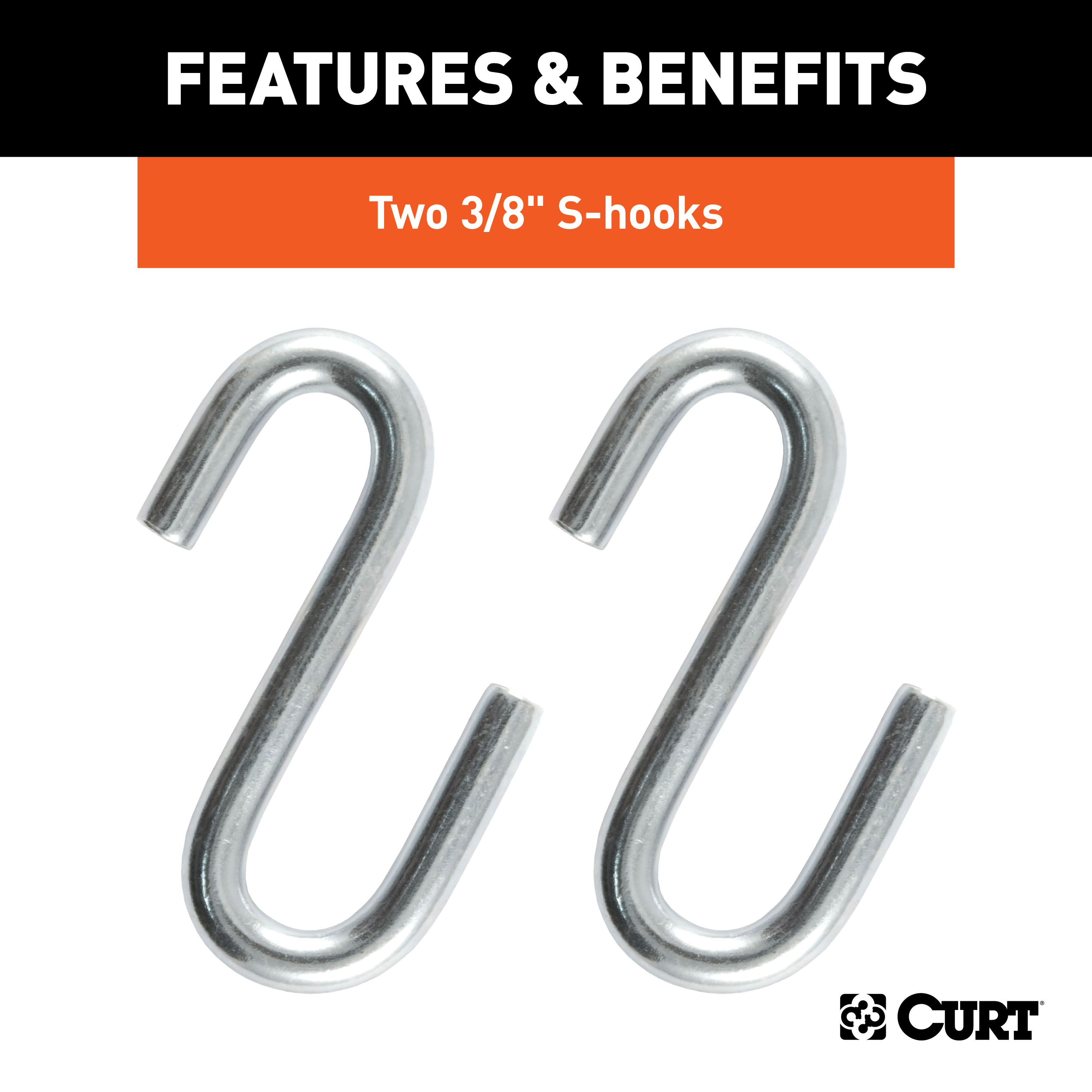 CURT 80010 48-Inch Trailer Safety Chain with 3/8-In S-Hooks, 2,000 lbs Break Strength thumbnail 5