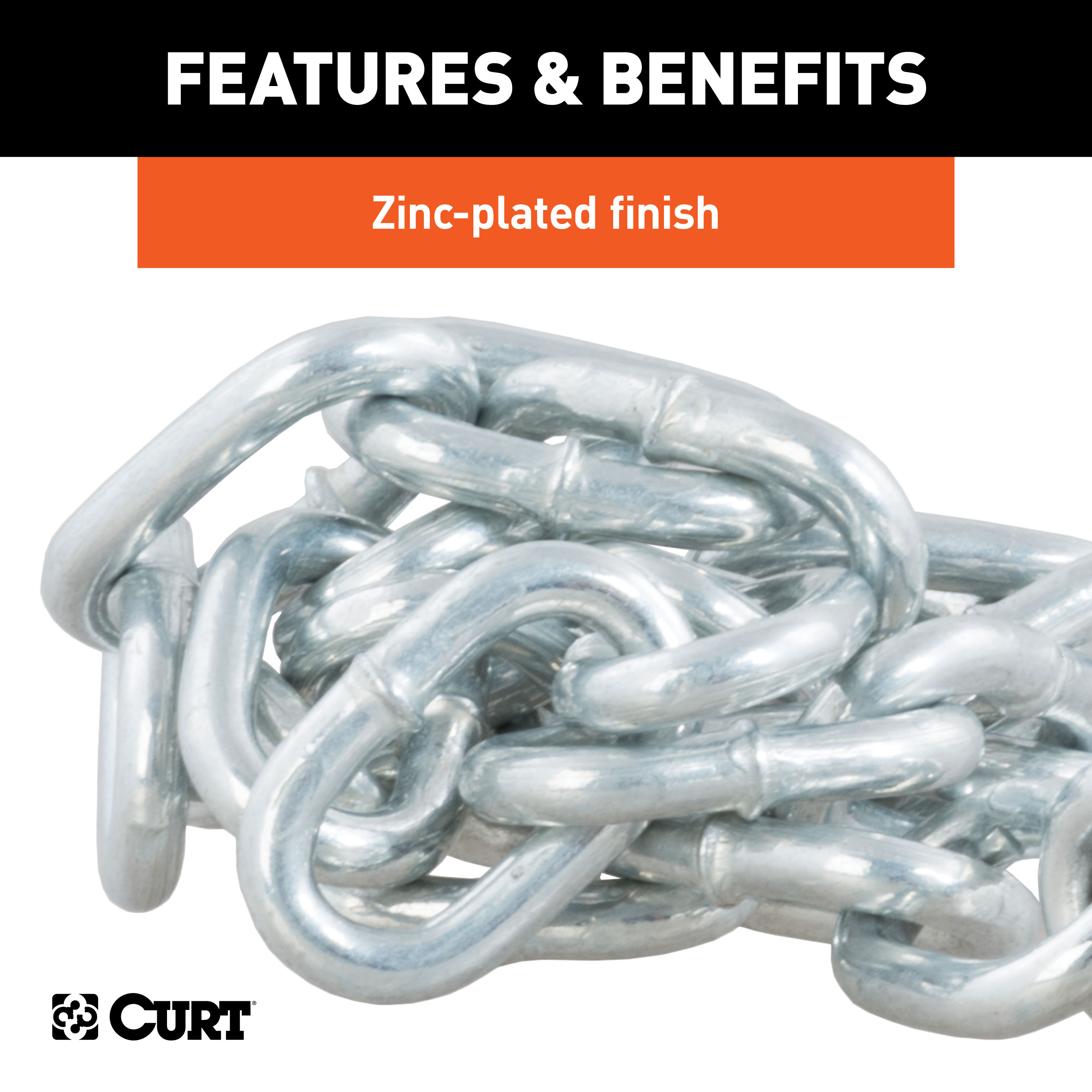 CURT 80020 27-Inch Trailer Safety Chain with 3/8-In S Hook, 2,000 lbs Break Strength thumbnail 7