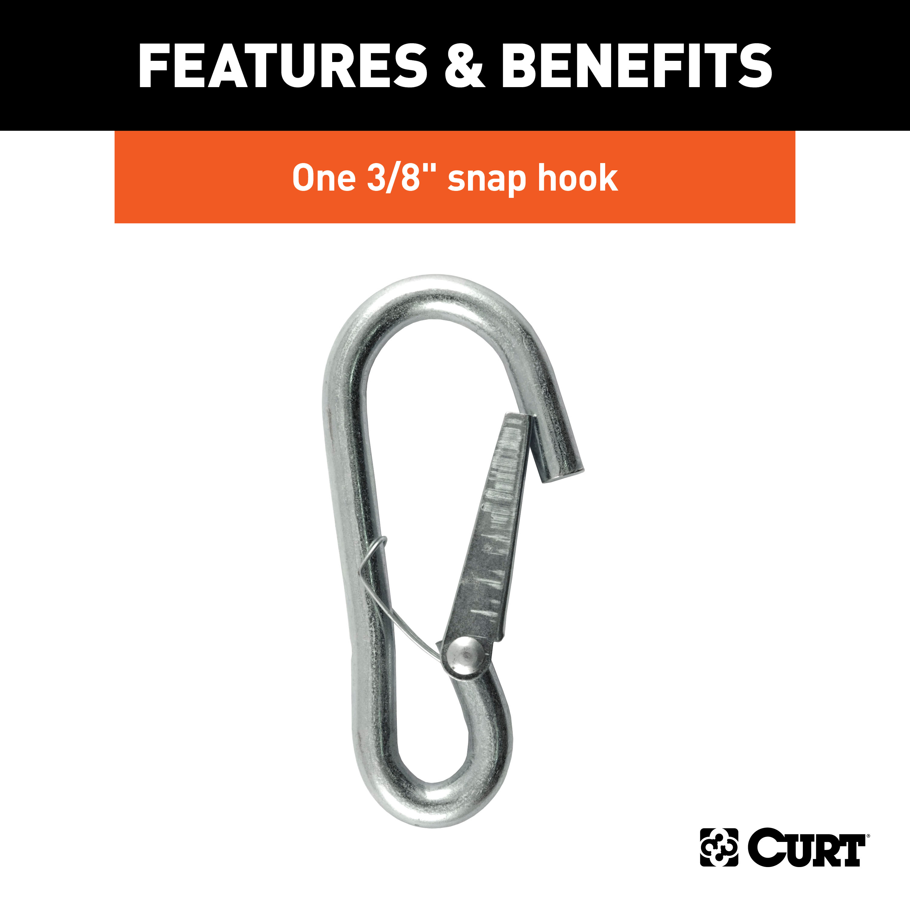 CURT 80312 27-Inch Trailer Safety Chain with 3/8-In Snap Hook, 2,000 lbs Break Strength thumbnail 5