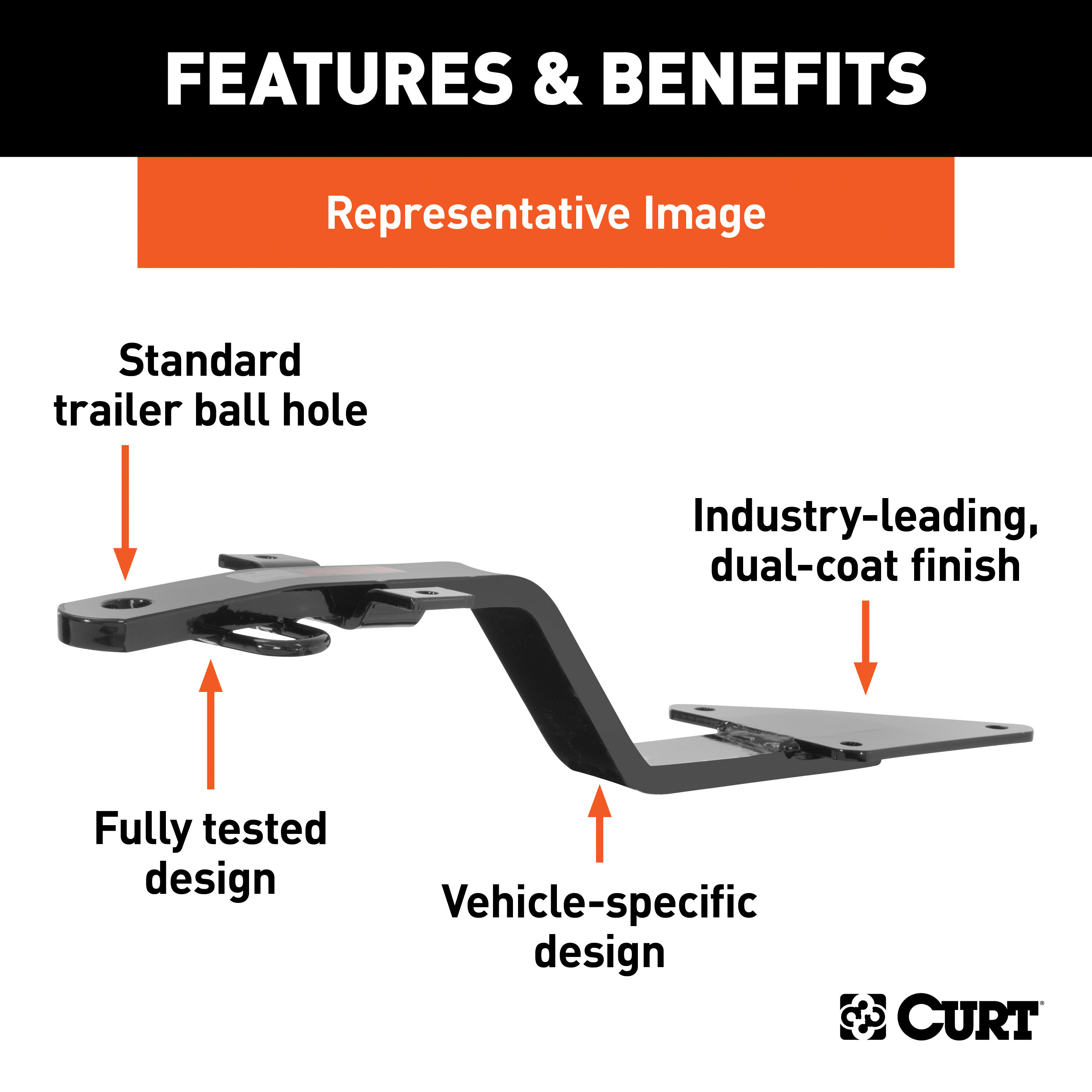 CURT 11583 Class 1 Fixed-Tongue Trailer Hitch with 3/4-Inch Trailer Ball Hole for Select Honda Prelude Si thumbnail 1