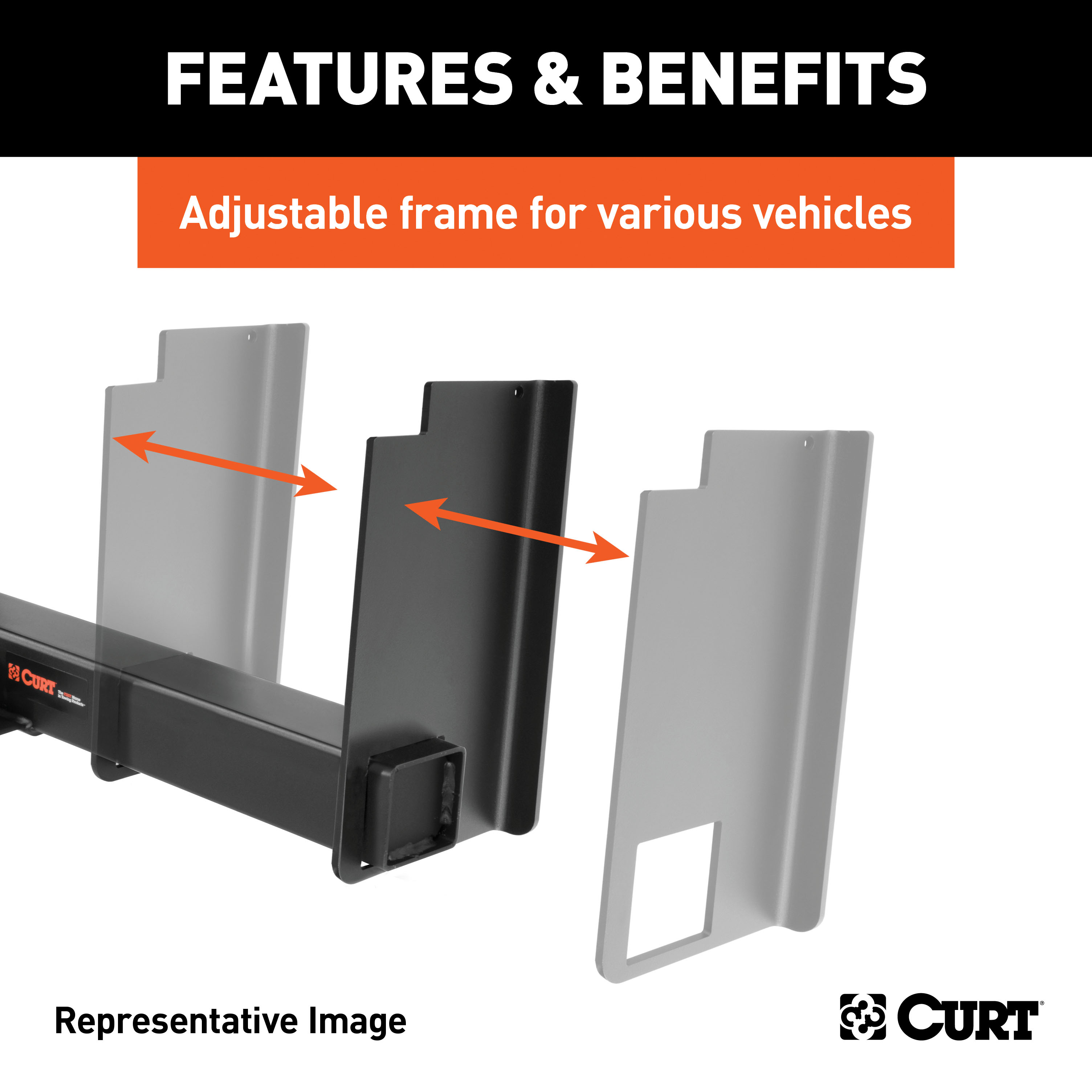CURT 15926 Class 5 Weld-On Hitch, 2-1/2-Inch Receiver, 62-In Frames, 18" Drop thumbnail 3