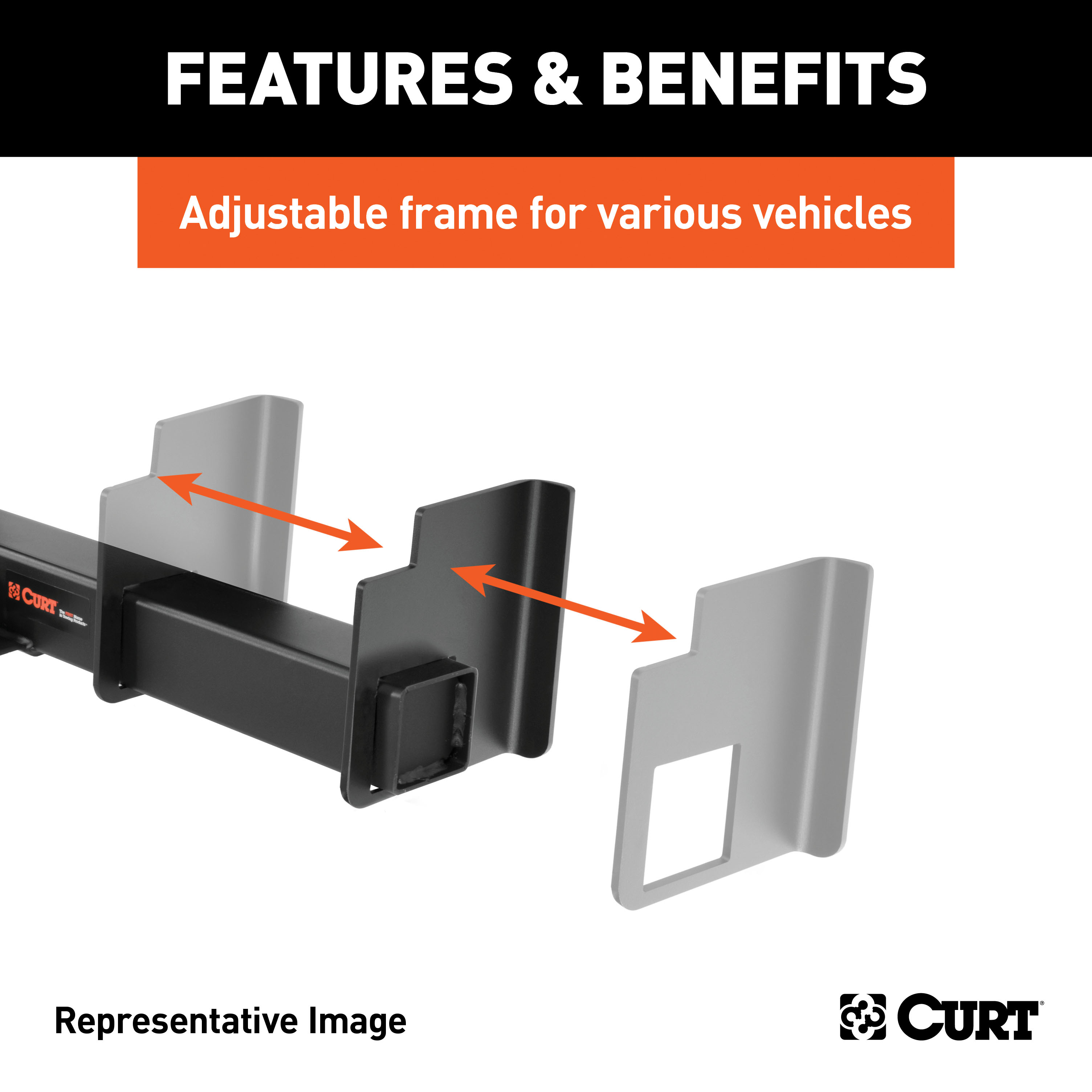CURT 15925 Class 5 Weld-On Hitch, 2-1/2-Inch Receiver, Up to 20,000 lbs, 62-In Frames, 9" Drop thumbnail 2