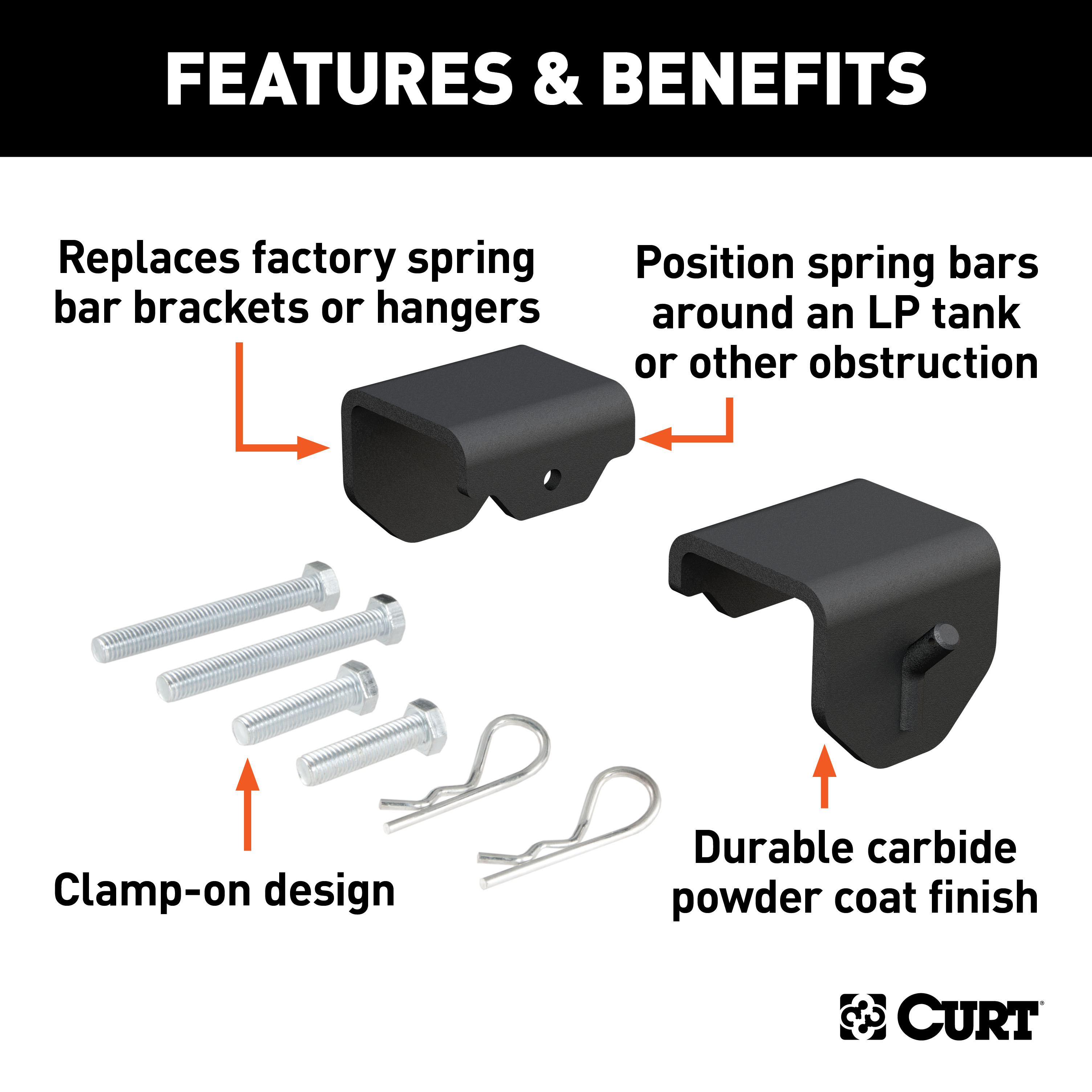 CURT 17003 Weight Distribution Hitch Clamp-On Hookup Brackets thumbnail 1