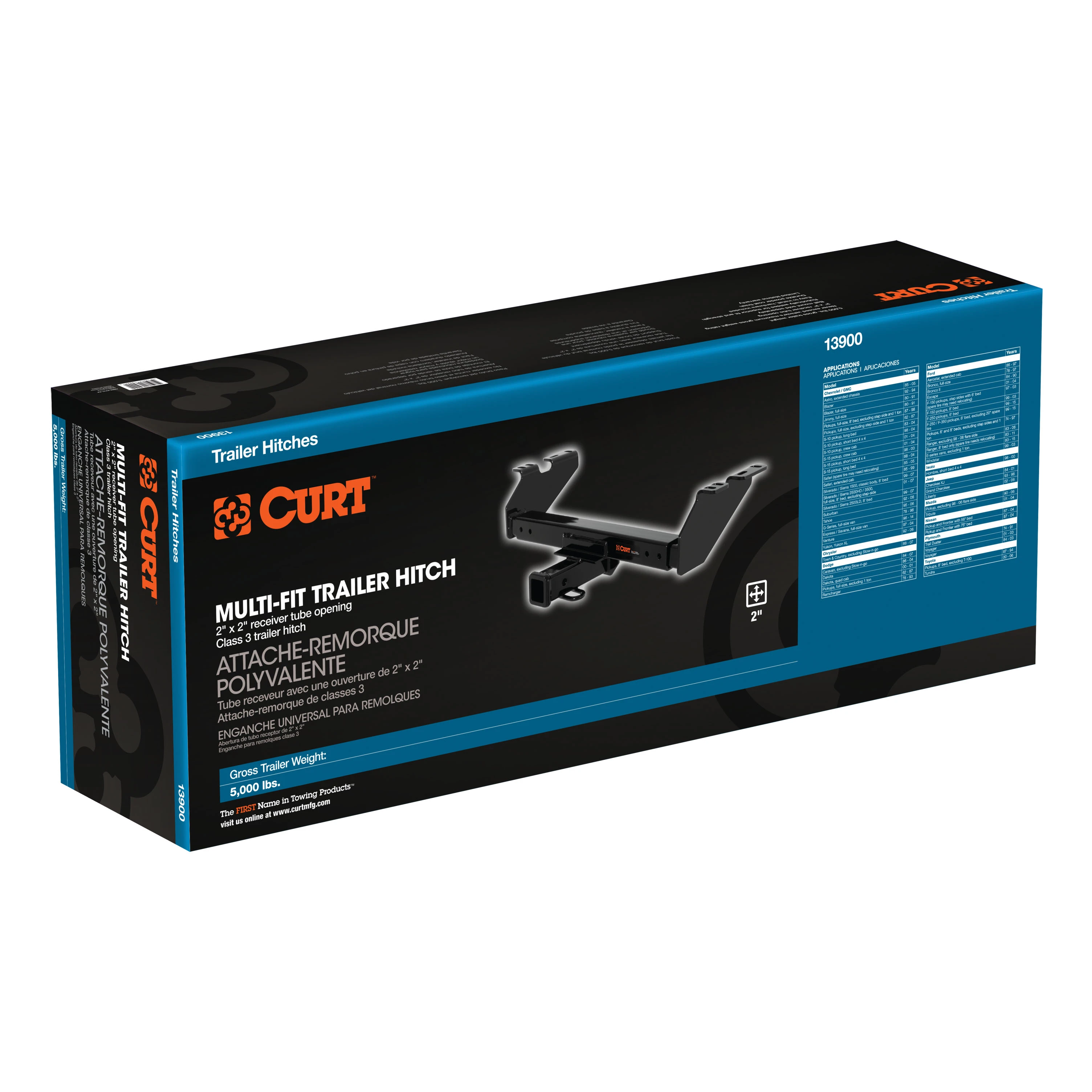 CURT 13900 Multi-Fit Class 3 Adjustable Hitch, 2-Inch Receiver, 5,000 lbs. thumbnail 3
