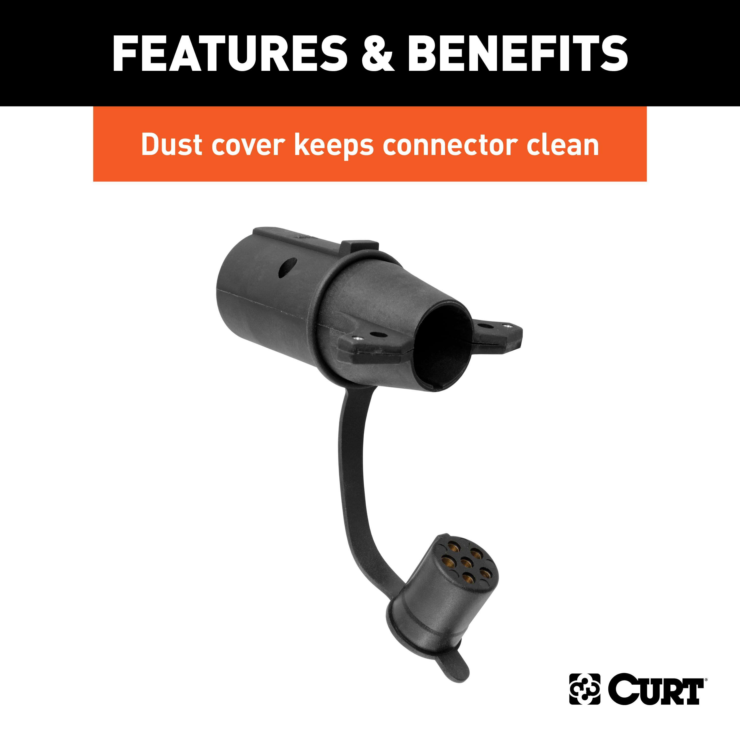 CURT 57255 7-Way RV Blade Vehicle-Side to 6-Way Round Trailer Wiring Adapter with Tester, Center Pin Auxiliary Power thumbnail 4