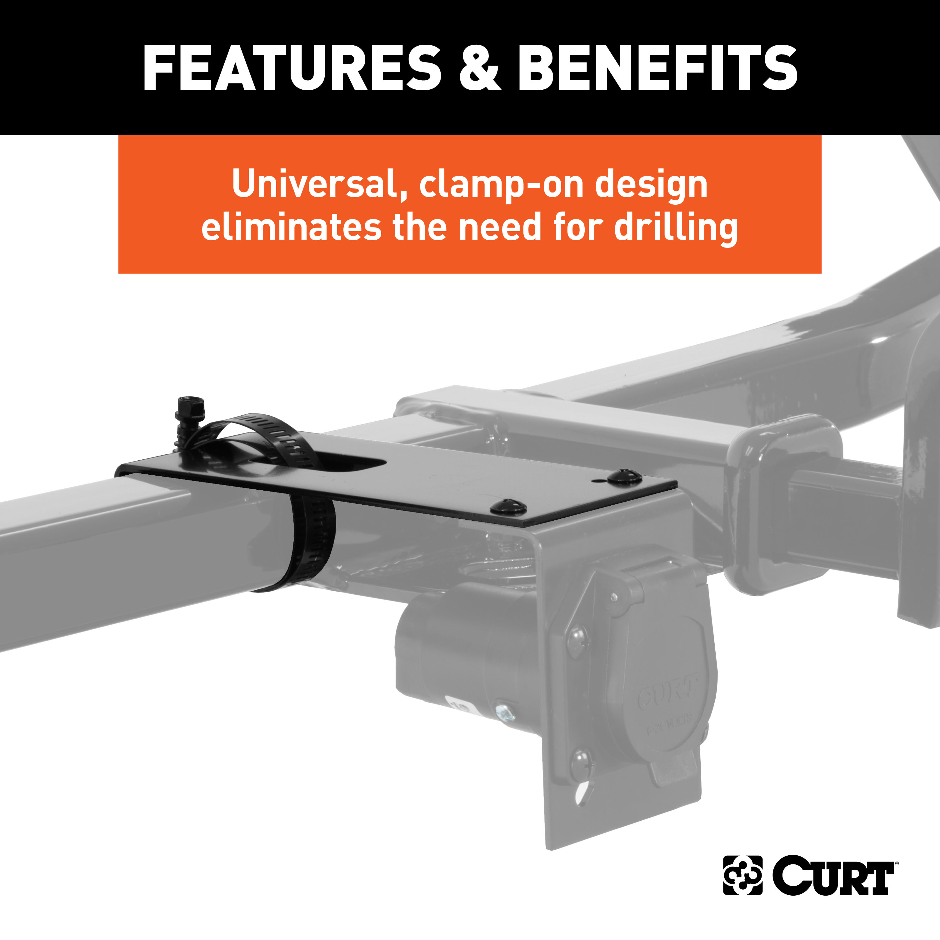 CURT 57201 Vehicle-Side Trailer Wiring Harness Clamp-On Bracket Mounts for 7-Way Round or RV Blade, 12-Pack thumbnail 4