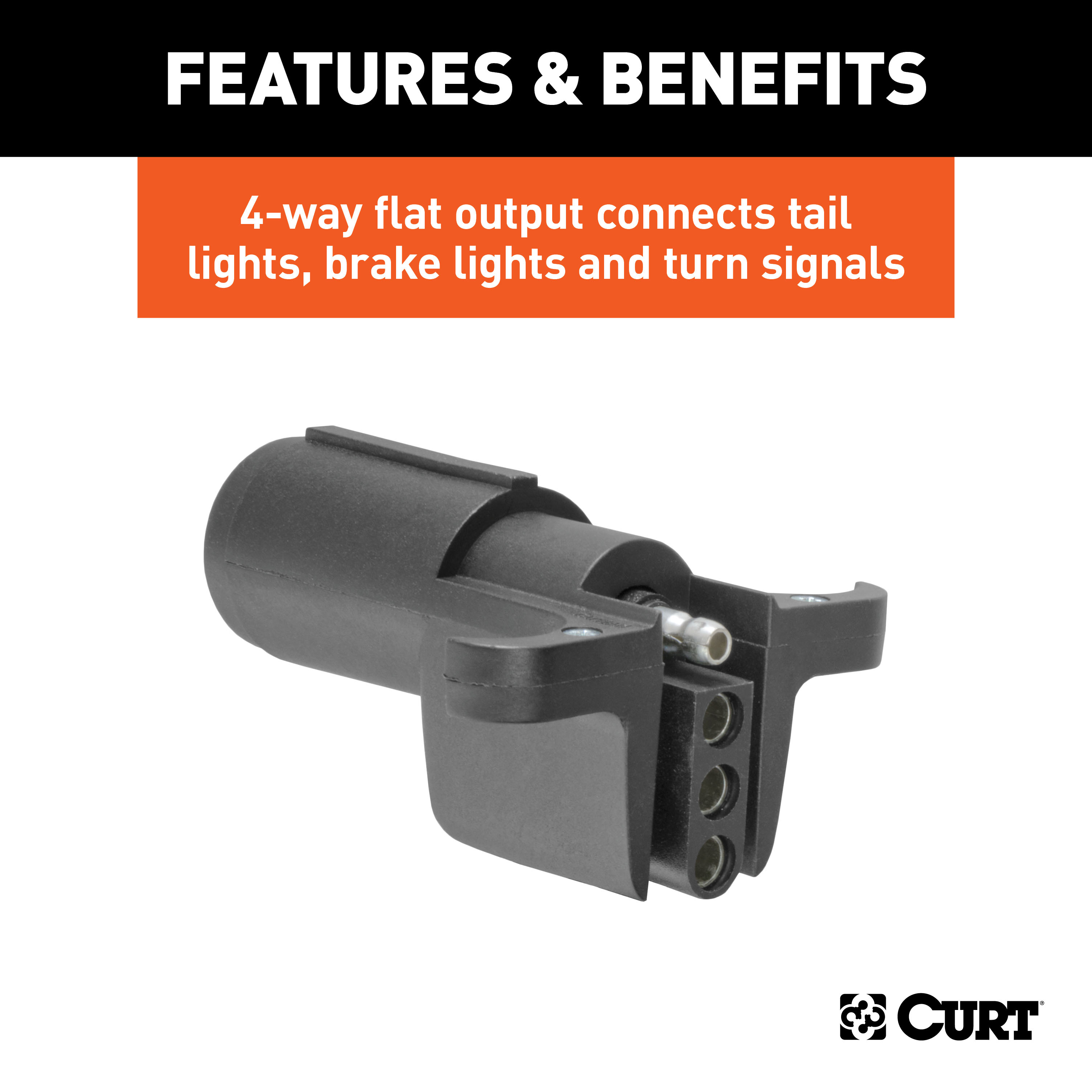 CURT 57620 6-Way Round Vehicle Side to 4-Way Flat Trailer Wiring Adapter thumbnail 3