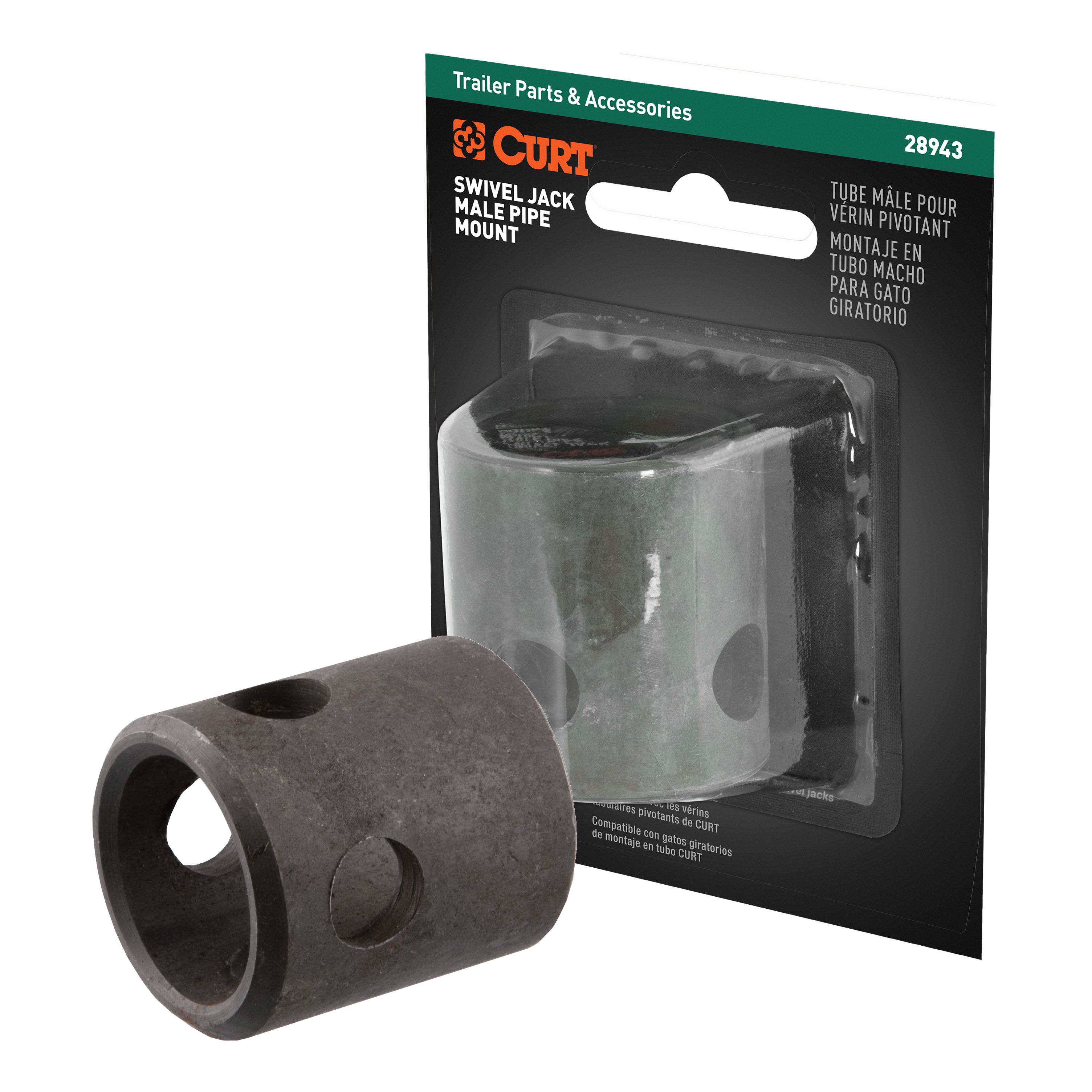 CURT Replacement Swivel Jack Male Pipe Mount (5/8" Pin Hole, Packaged) 28943 thumbnail 0