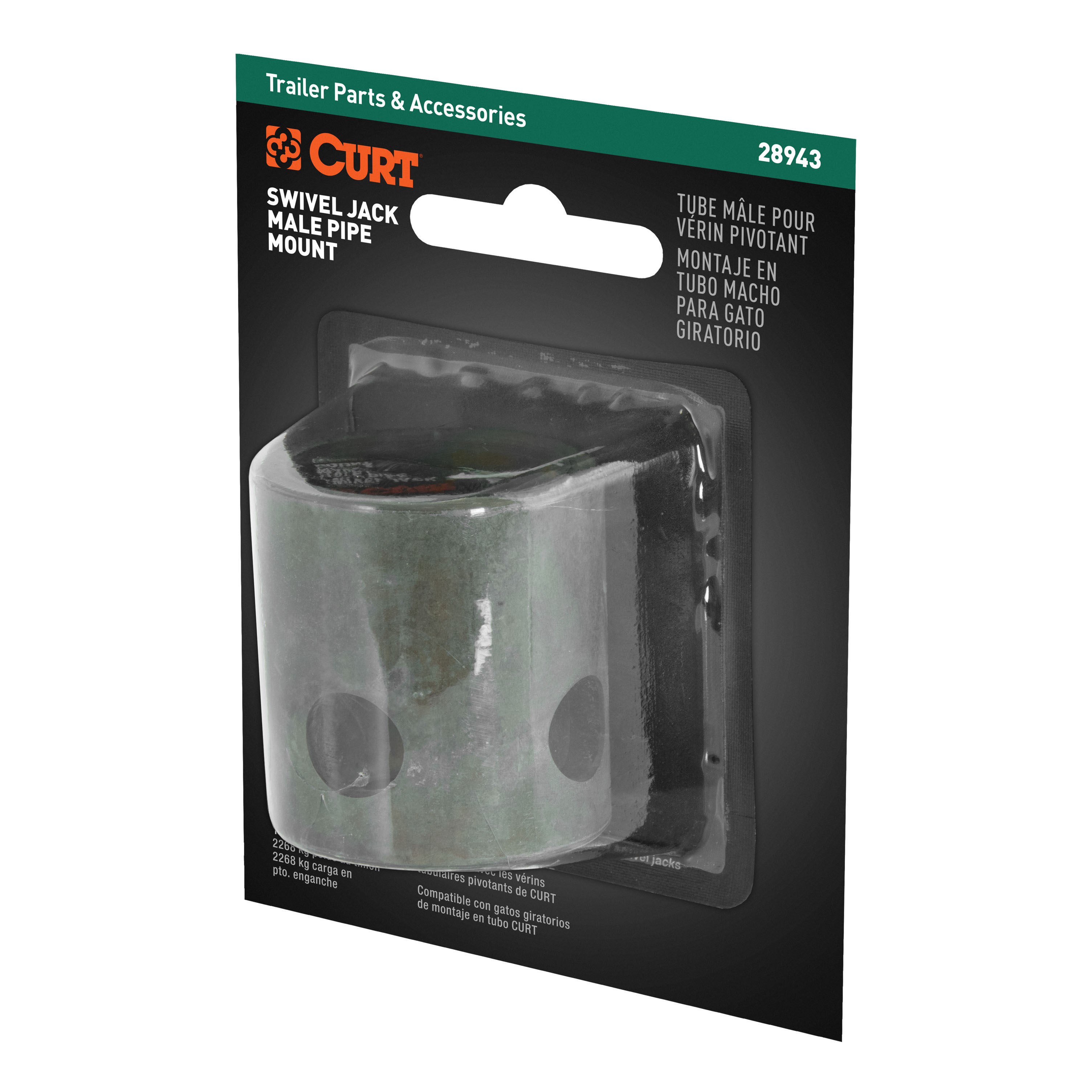 CURT Replacement Swivel Jack Male Pipe Mount (5/8" Pin Hole, Packaged) 28943 thumbnail 2