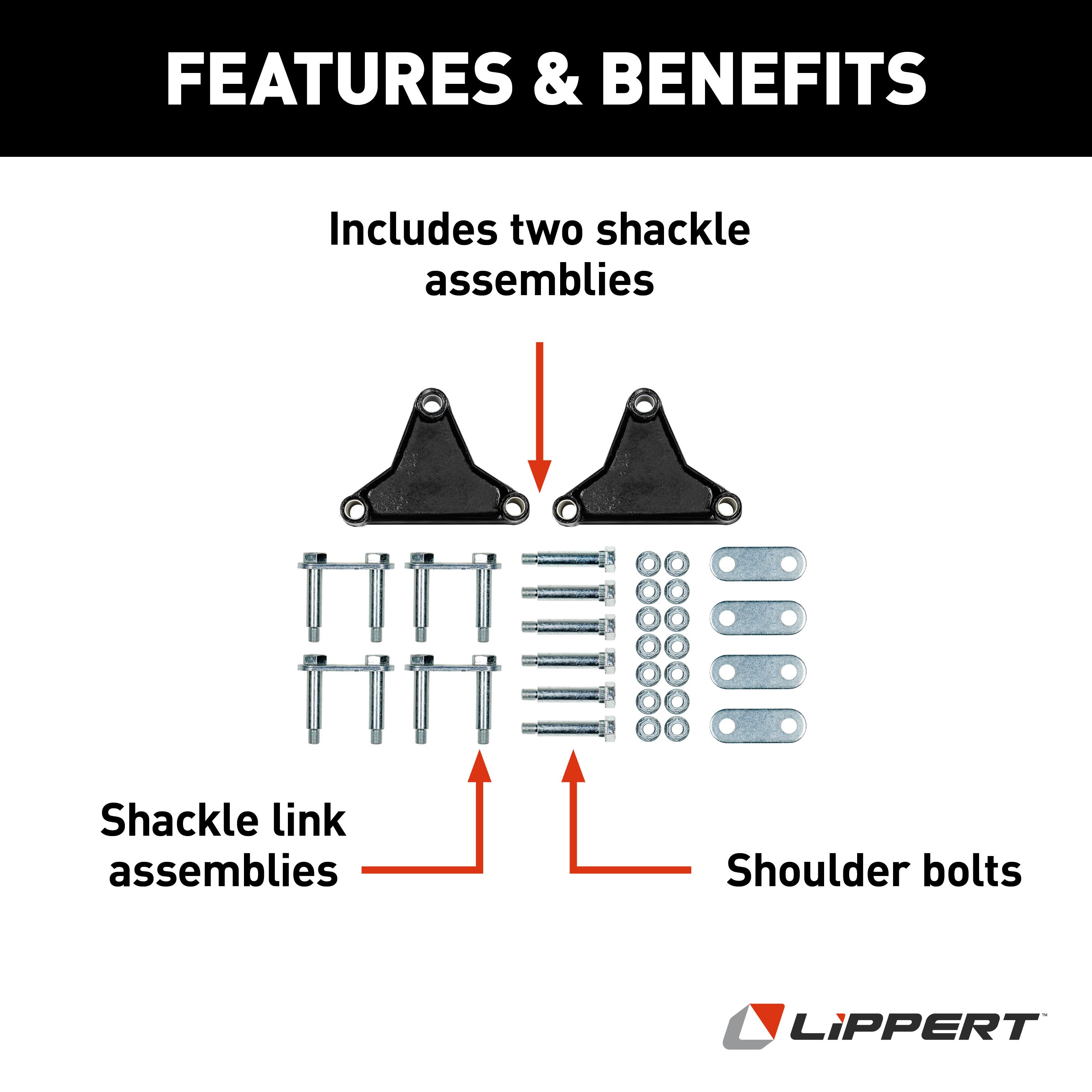 Lippert AP Kit for 2-7K-lb. Double-Eye Tandem Axles - Tall Equalizer, Standard Bolts 121098L thumbnail 1