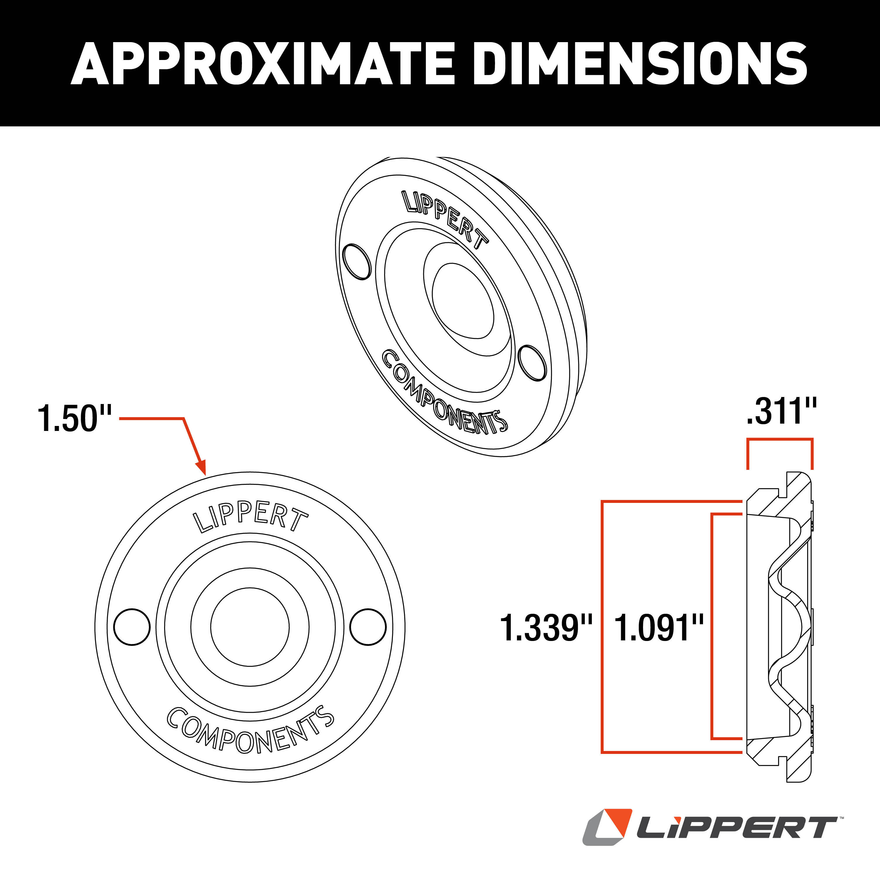 Lippert Universal Rubber Insert for Axle Hub Dust Cap - 2,000-8,000-lb. Axles#122065 122065 thumbnail 3
