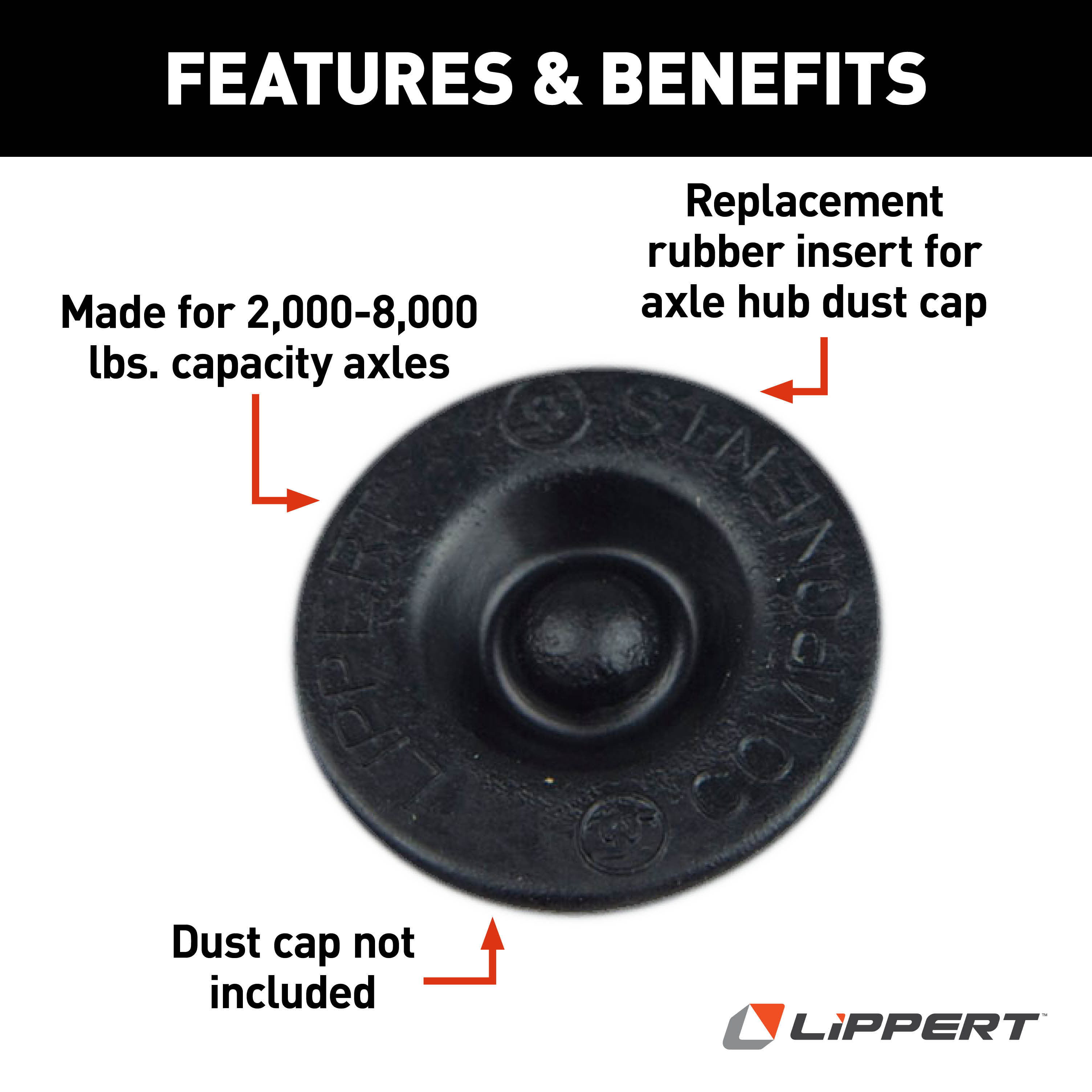 Lippert Universal Rubber Insert for Axle Hub Dust Cap - 2,000-8,000-lb. Axles#122065 122065 thumbnail 1