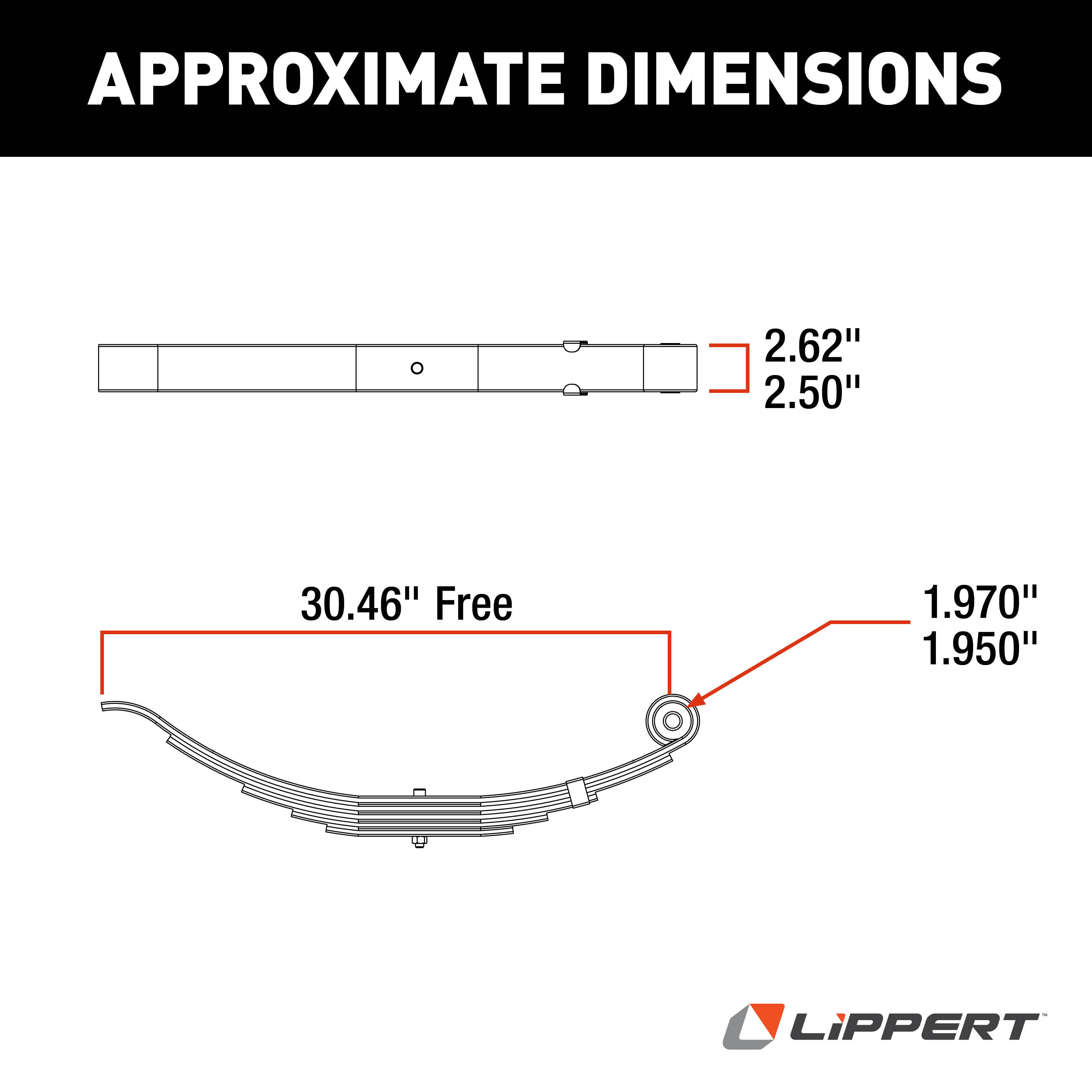 Lippert Replacement Slipper Leaf Spring for Trailer - 5,000 lbs. 30" Loaded Length 176326 thumbnail 3