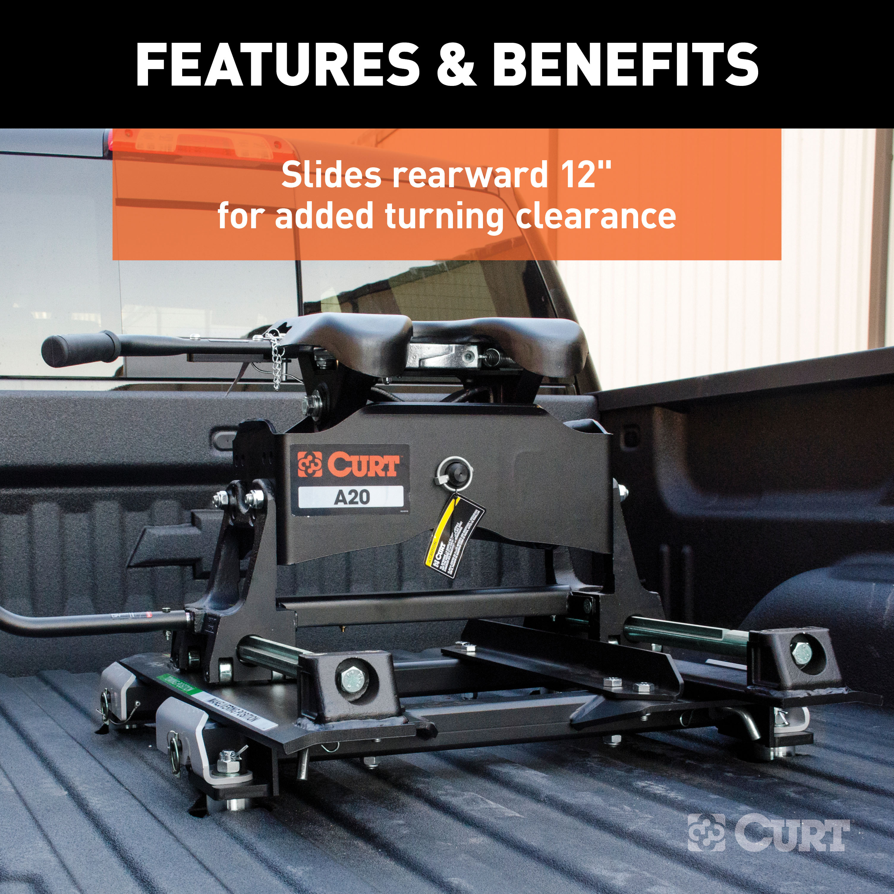 CURT 20K, A20 5th Wheel Slider Hitch, 20,000 lbs, Select Chevy Silverado, GMC Sierra 2500, 3500 HD, 6.5-Foot Bed Puck System 16669 thumbnail 5