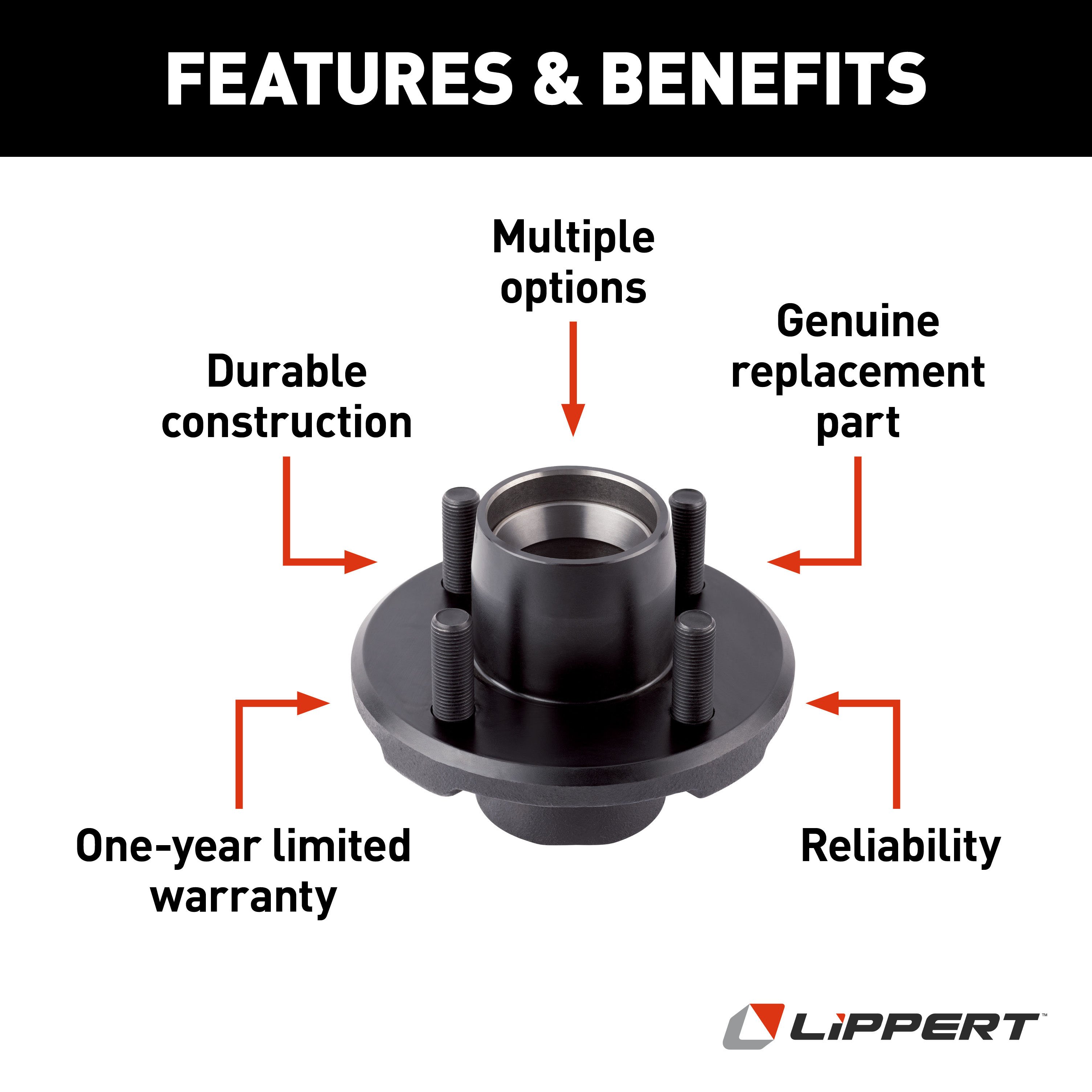 Lippert Idler Hub for 2,200-lb. Axle - 4 on 4", 1/2" Stud 134574 thumbnail 2