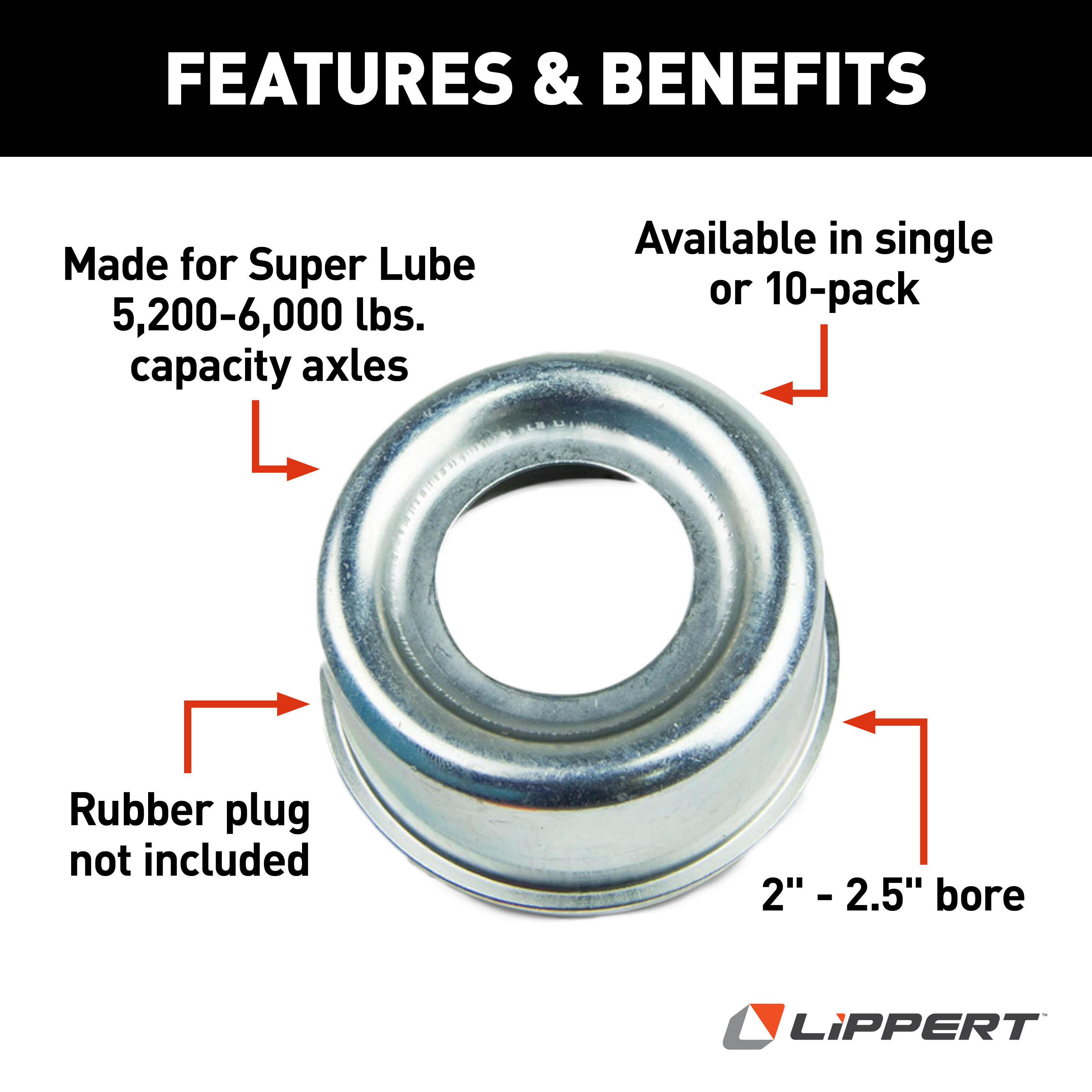 Lippert Dust Cap for Super Lube Hub- 5,200-6,000-lb. Axles 122064 thumbnail 2