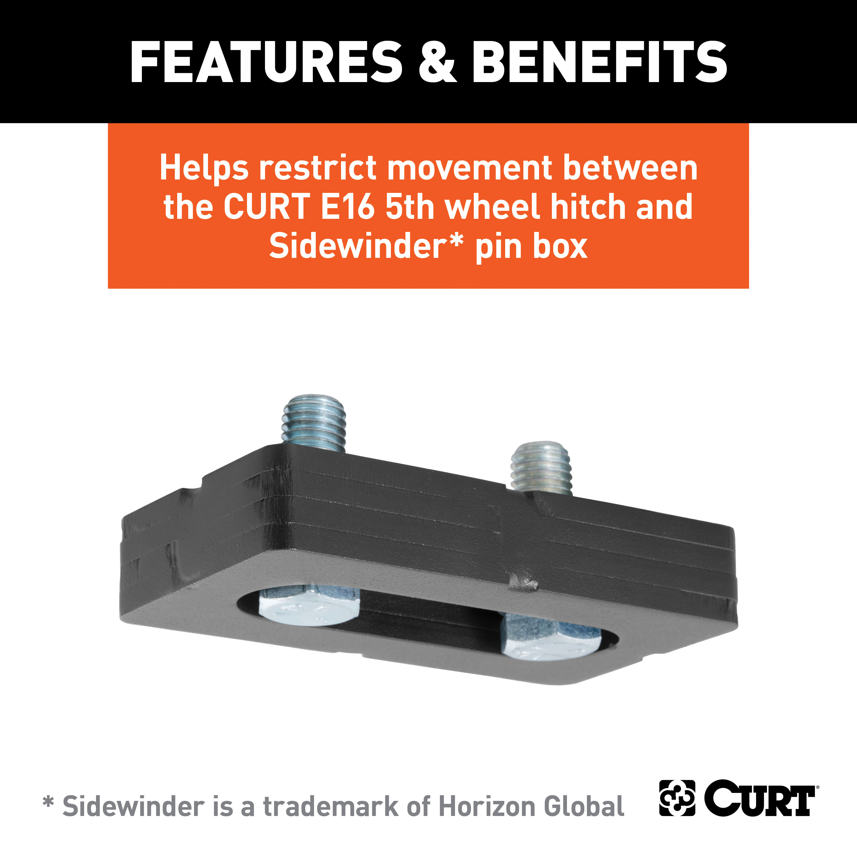 CURT 16991 E16 5th Wheel Wedge Kit for Rotating Pin Box thumbnail 2