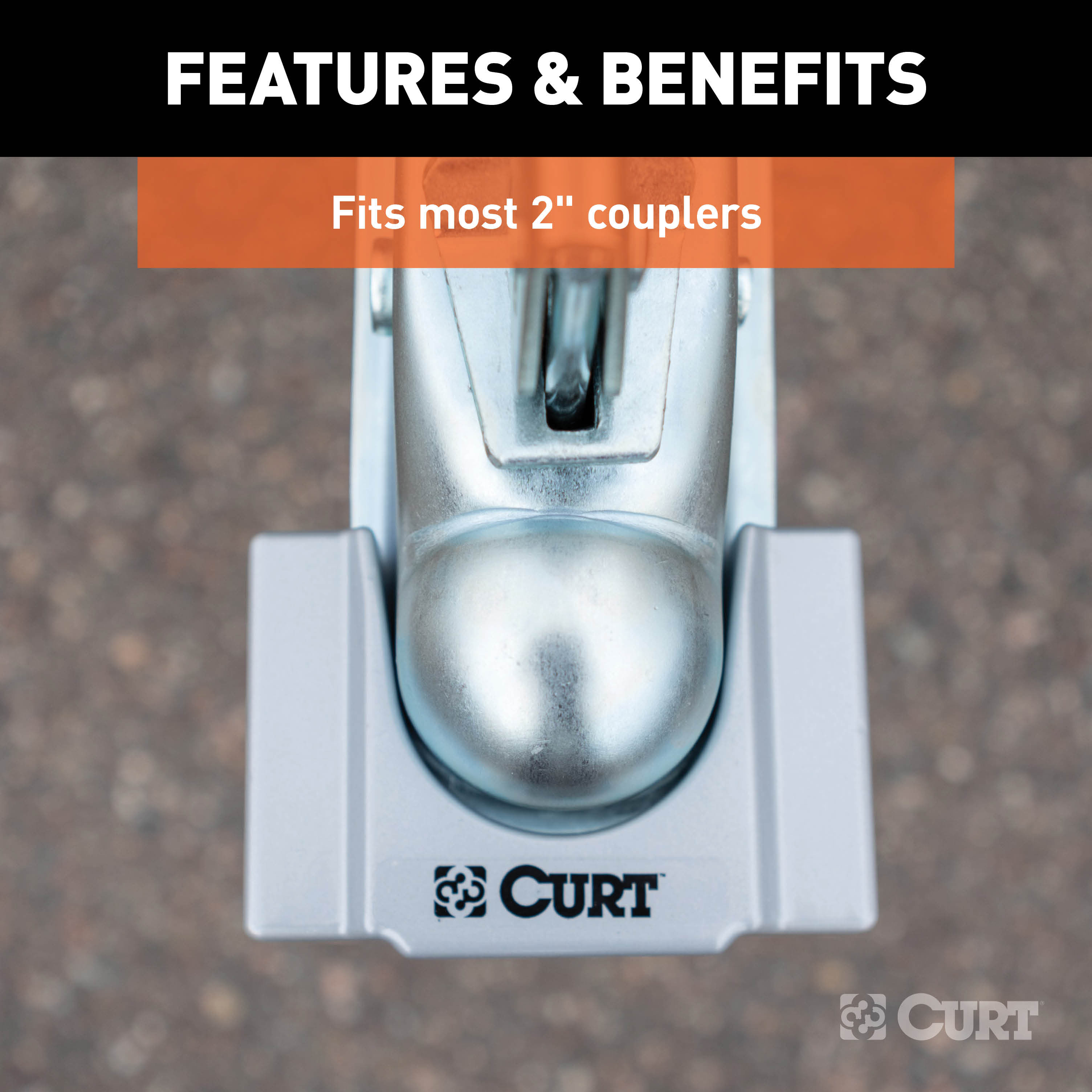 CURT 23079 Powder-Coated Aluminum Trailer Tongue Lock, Fits Most 2-Inch, 1-7/8-Inch Couplers thumbnail 3