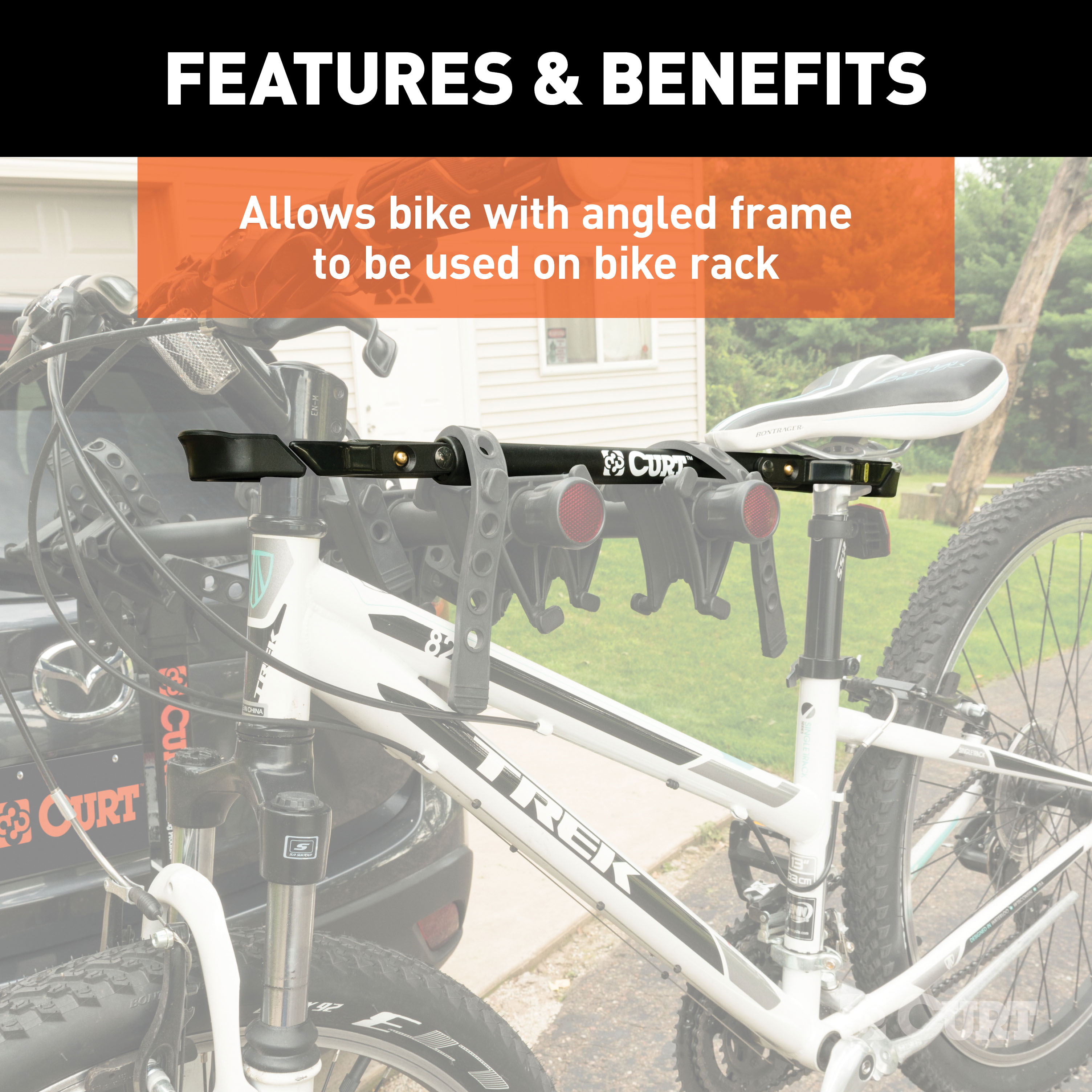 CURT 18016 Adjustable 22-1/2 to 31-Inch Bike Rack Adapter for Women's Bike, Angled Frame thumbnail 2