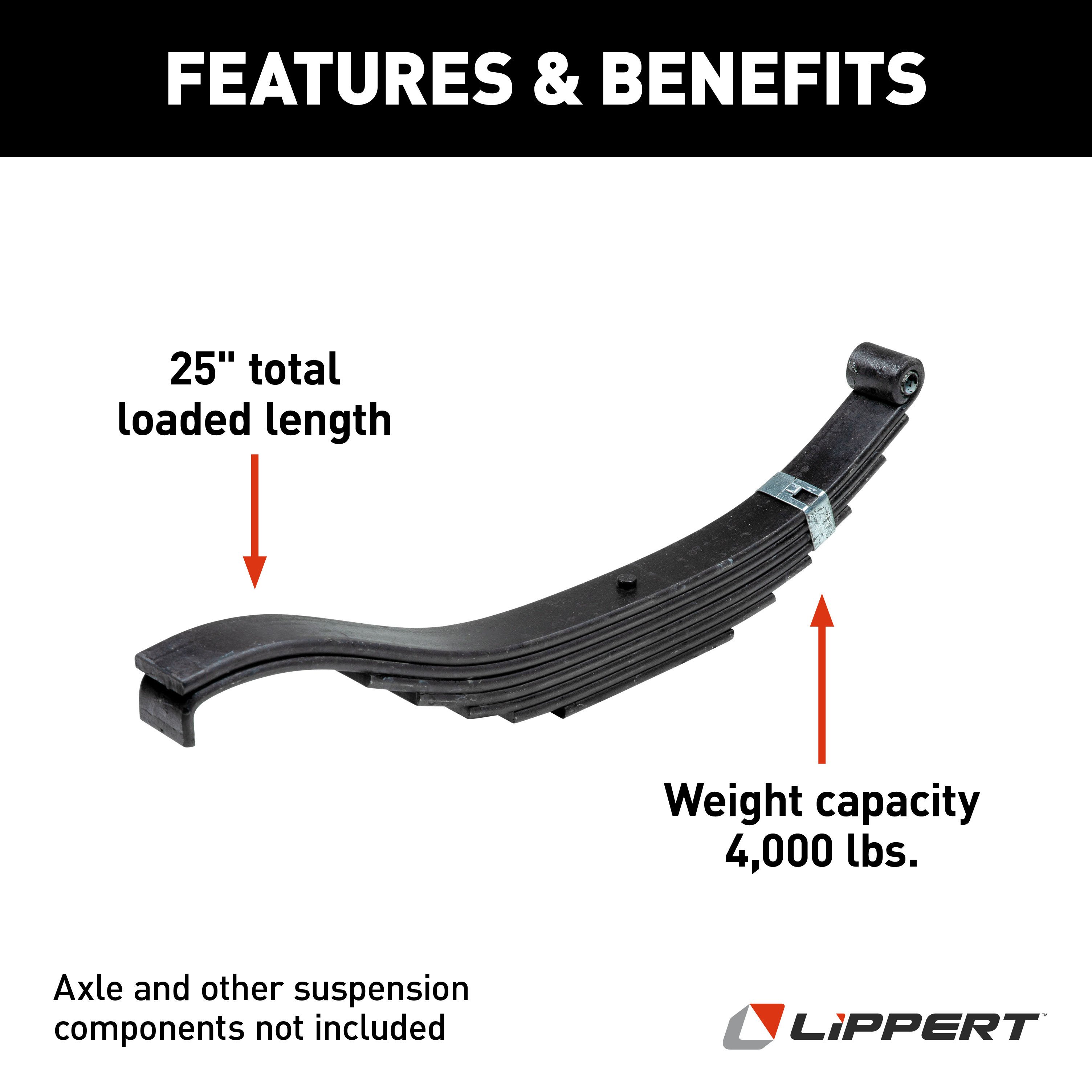 Lippert Replacement Slipper Leaf Spring for Trailer - 4,000 lbs. 25" Loaded Length 710494 thumbnail 2
