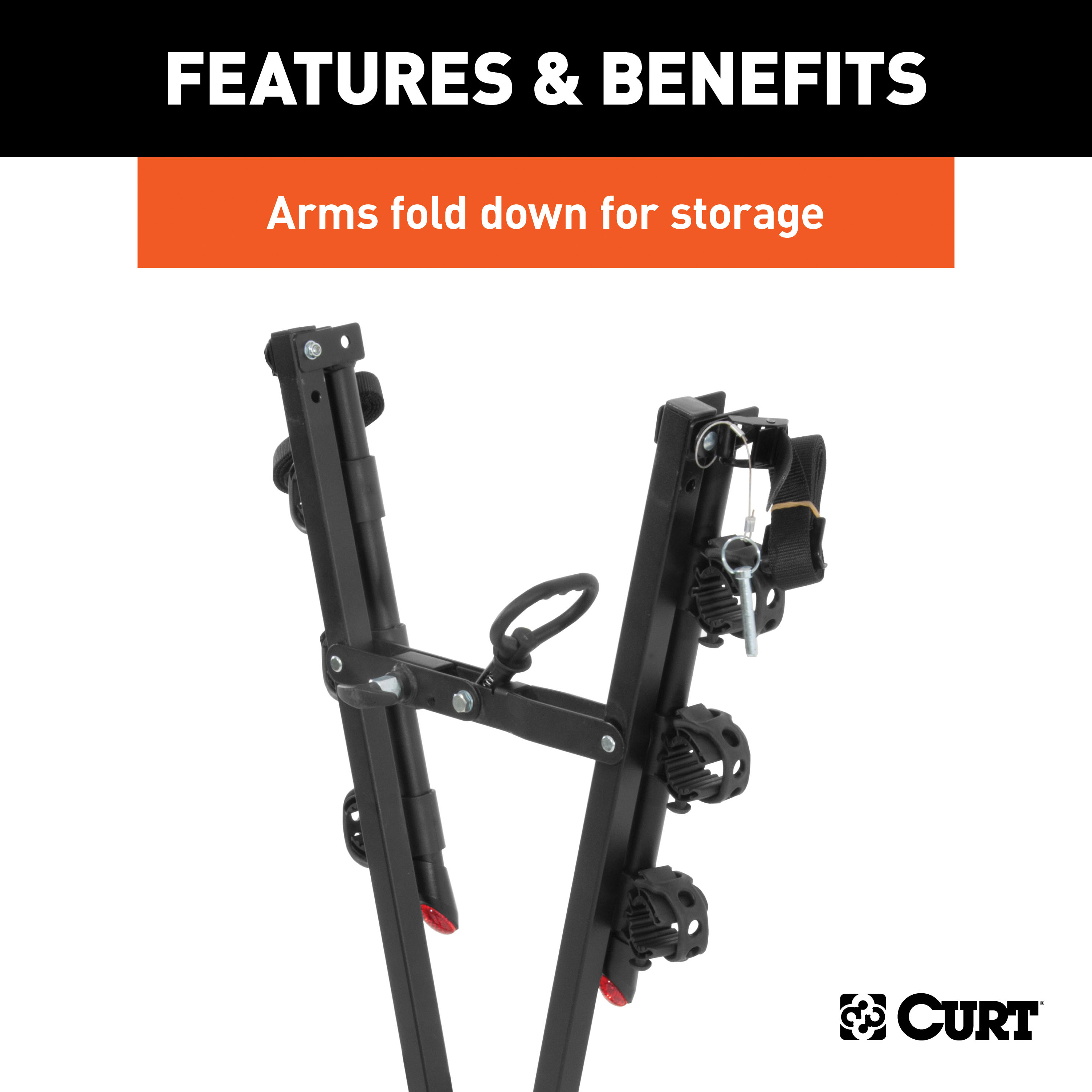 CURT 18013 Clamp-On Trailer Hitch Bike Rack Mount, Fits 2-Inch Shank, 3 Bicycles thumbnail 5