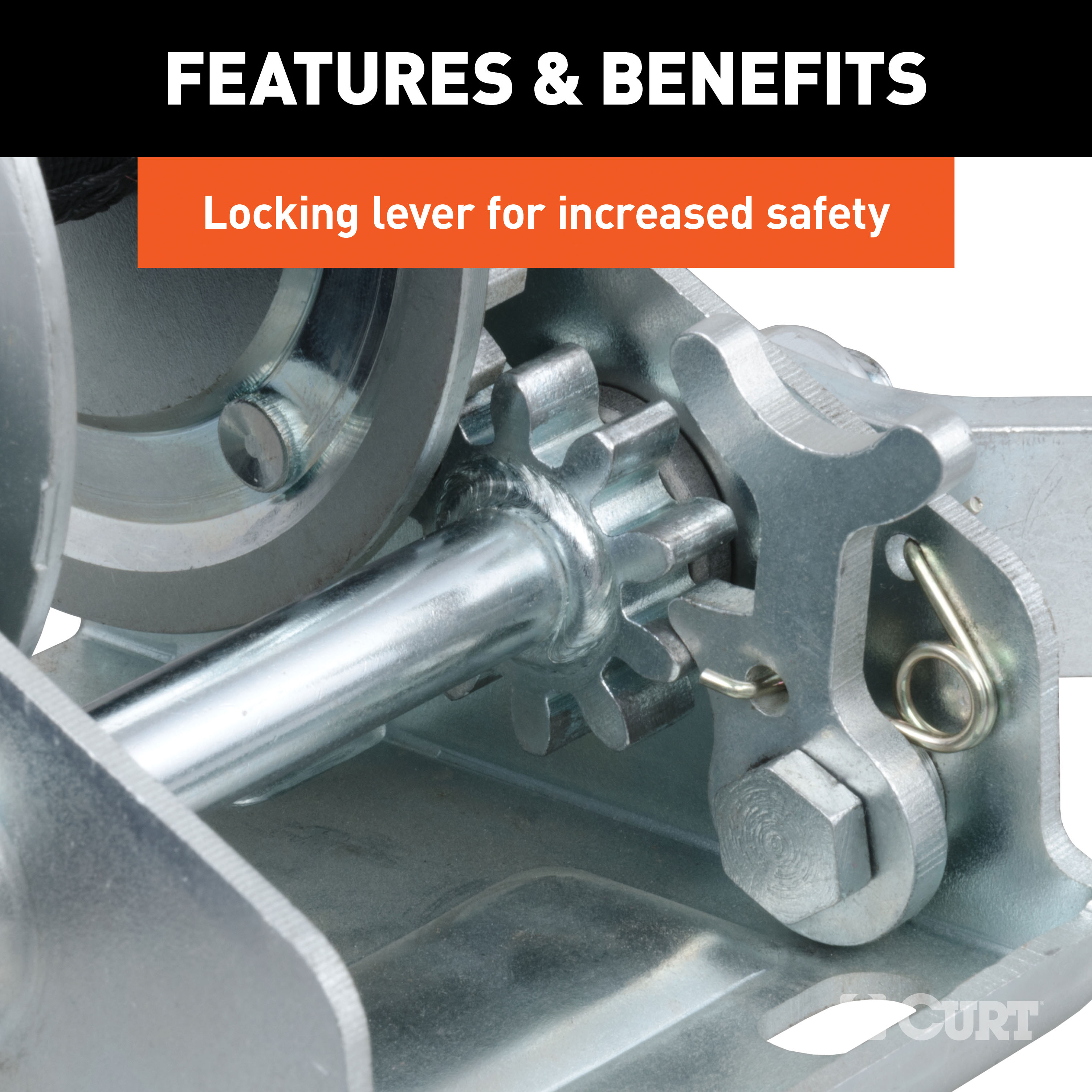 CURT 29423 Manual Hand Crank Boat Trailer Winch, 900 lbs Capacity, 6-1/2-Inch Handle, 3.25:1 Gear Ratio thumbnail 2