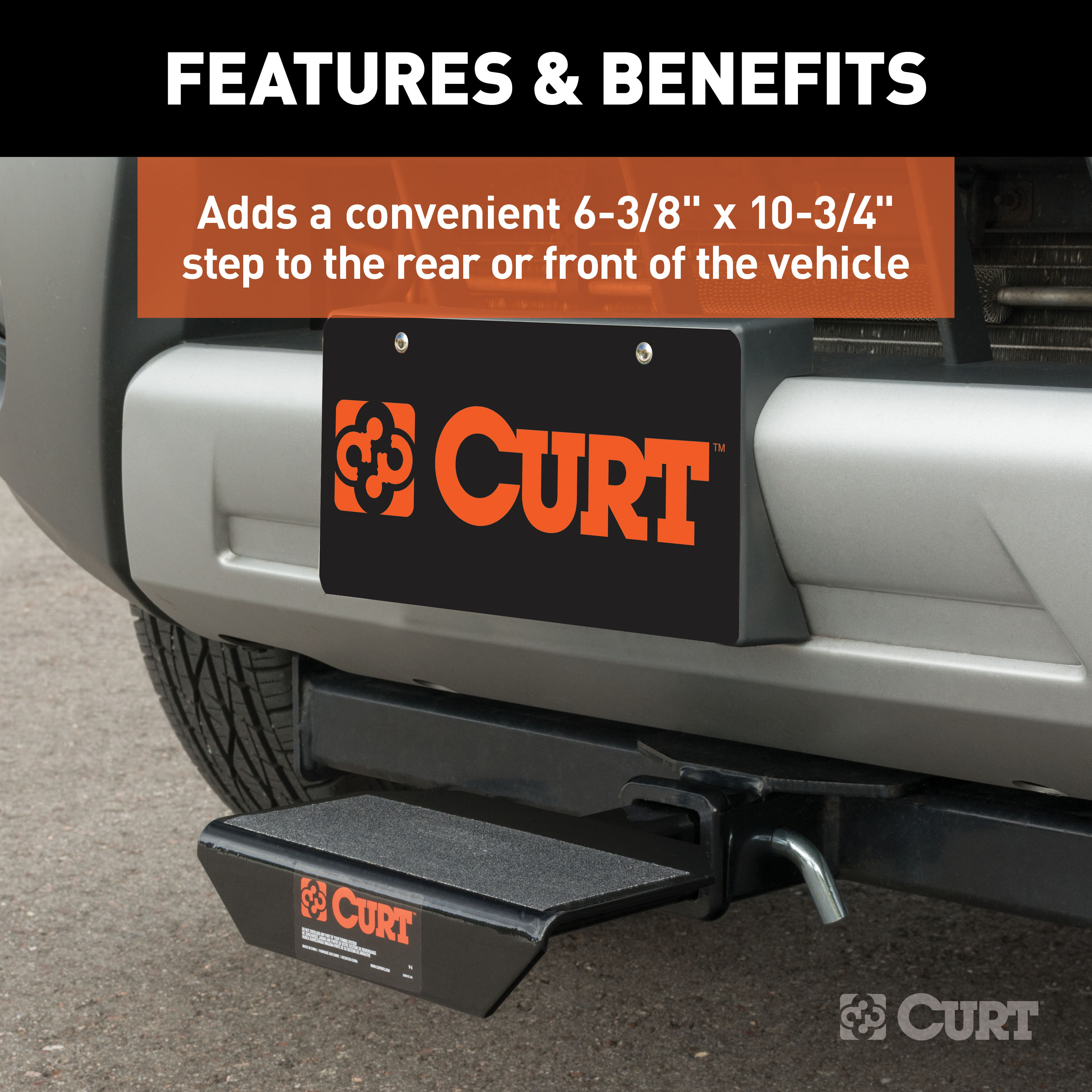 CURT 31001 10-3/4-Inch Non-Skid Trailer Hitch Step for 2-Inch Receiver thumbnail 2