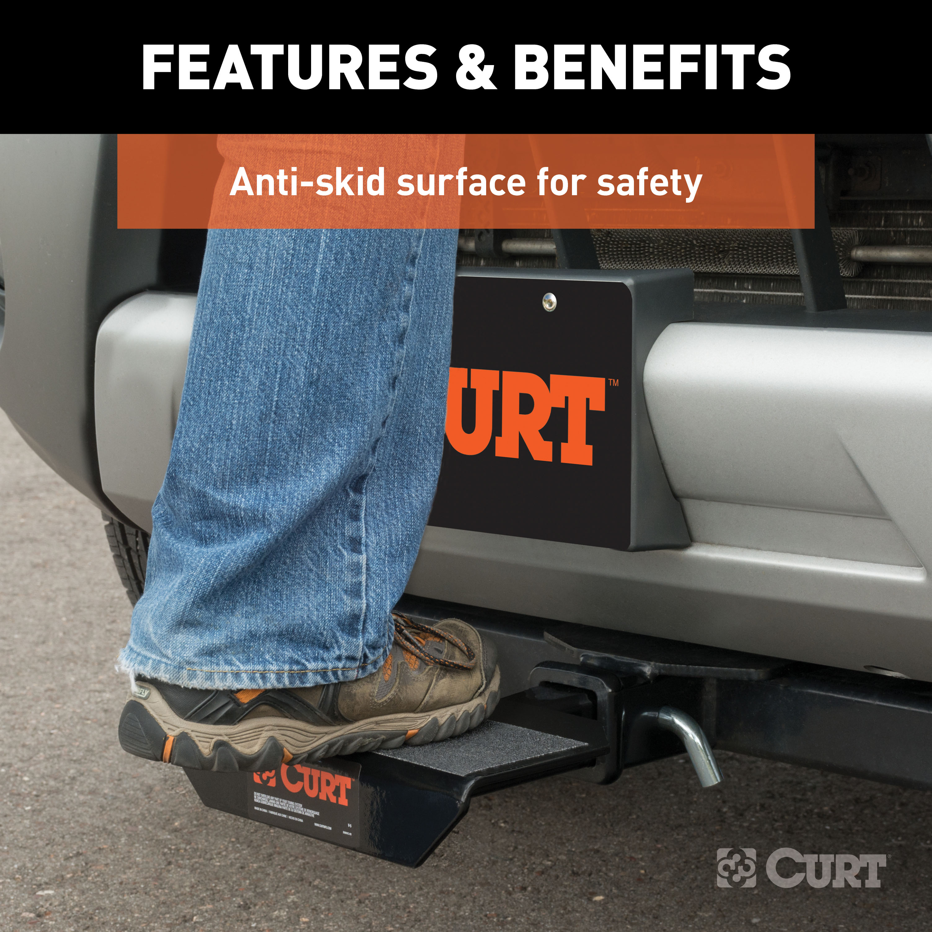 CURT 31001 10-3/4-Inch Non-Skid Trailer Hitch Step for 2-Inch Receiver thumbnail 3