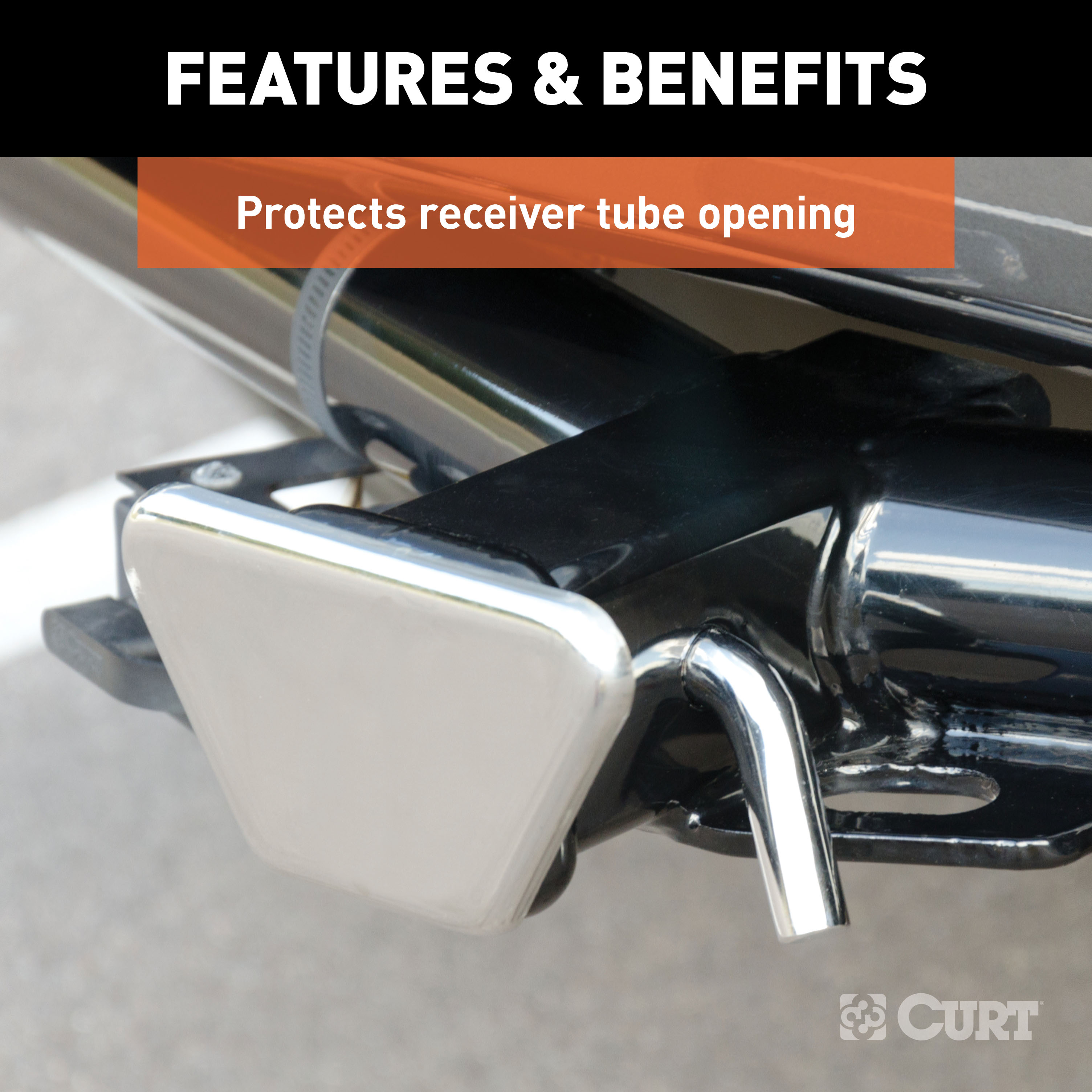 CURT 22100 Chrome Steel Trailer Hitch Cover, Fits 2-Inch Receiver thumbnail 2