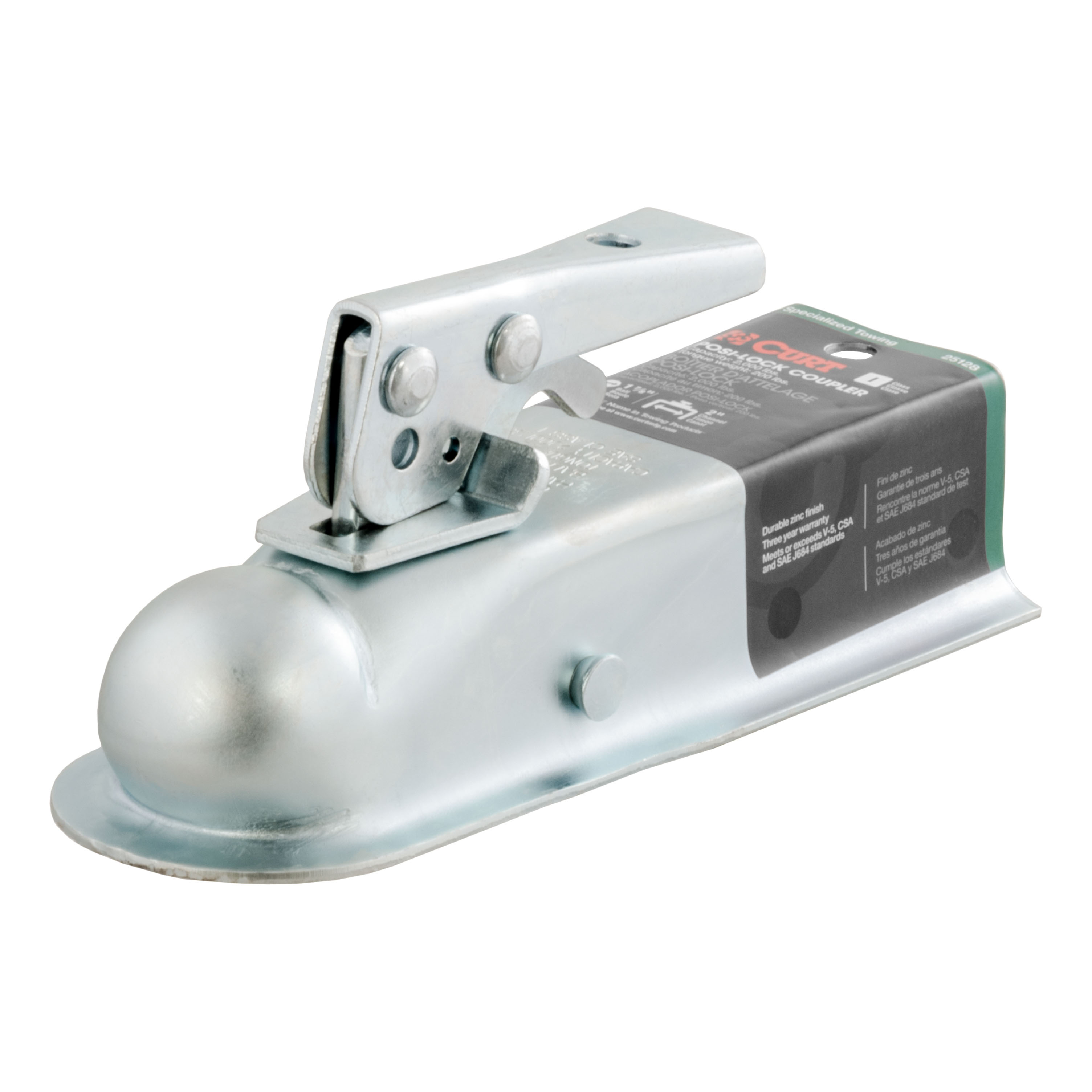 CURT 2,000 lbs Straight Tongue Trailer Coupler (2-Inch Channel), 1-7/8-In Hitch Ball thumbnail 0