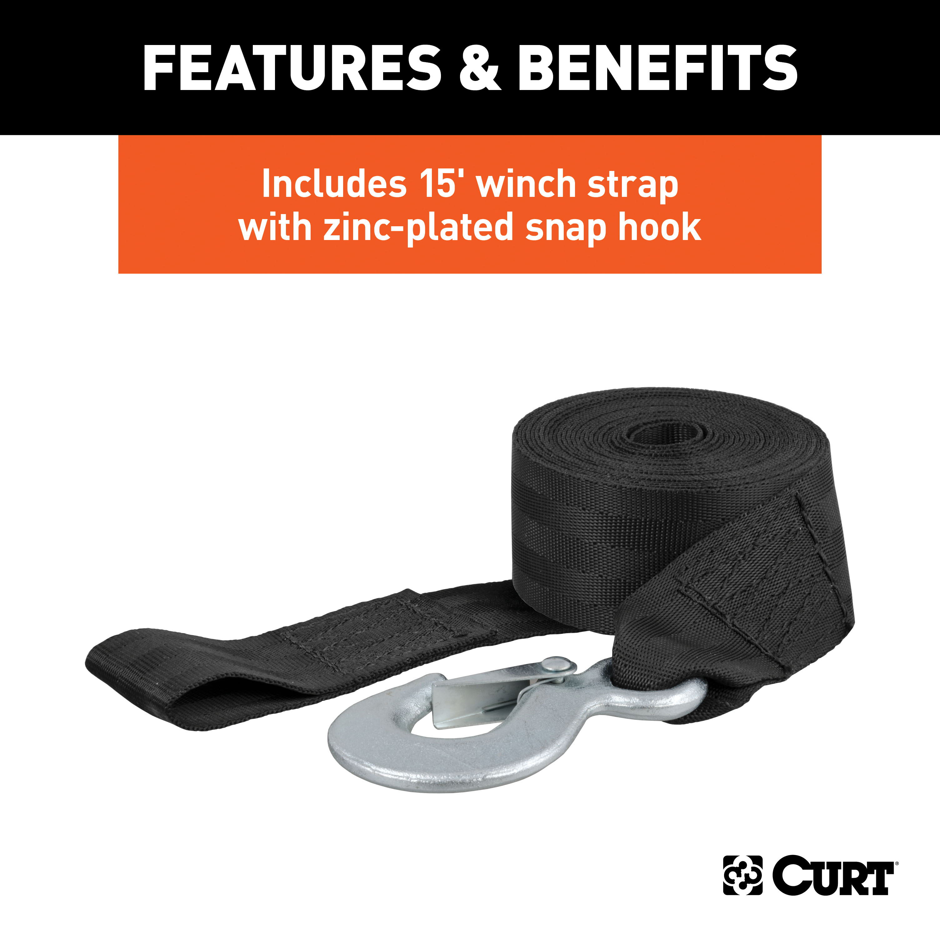 CURT 29433 Manual Hand Crank Boat Trailer Winch, 900 lbs Capacity, 6-1/2-In Handle, 3.25:1 Gear Ratio, 15' Strap thumbnail 4