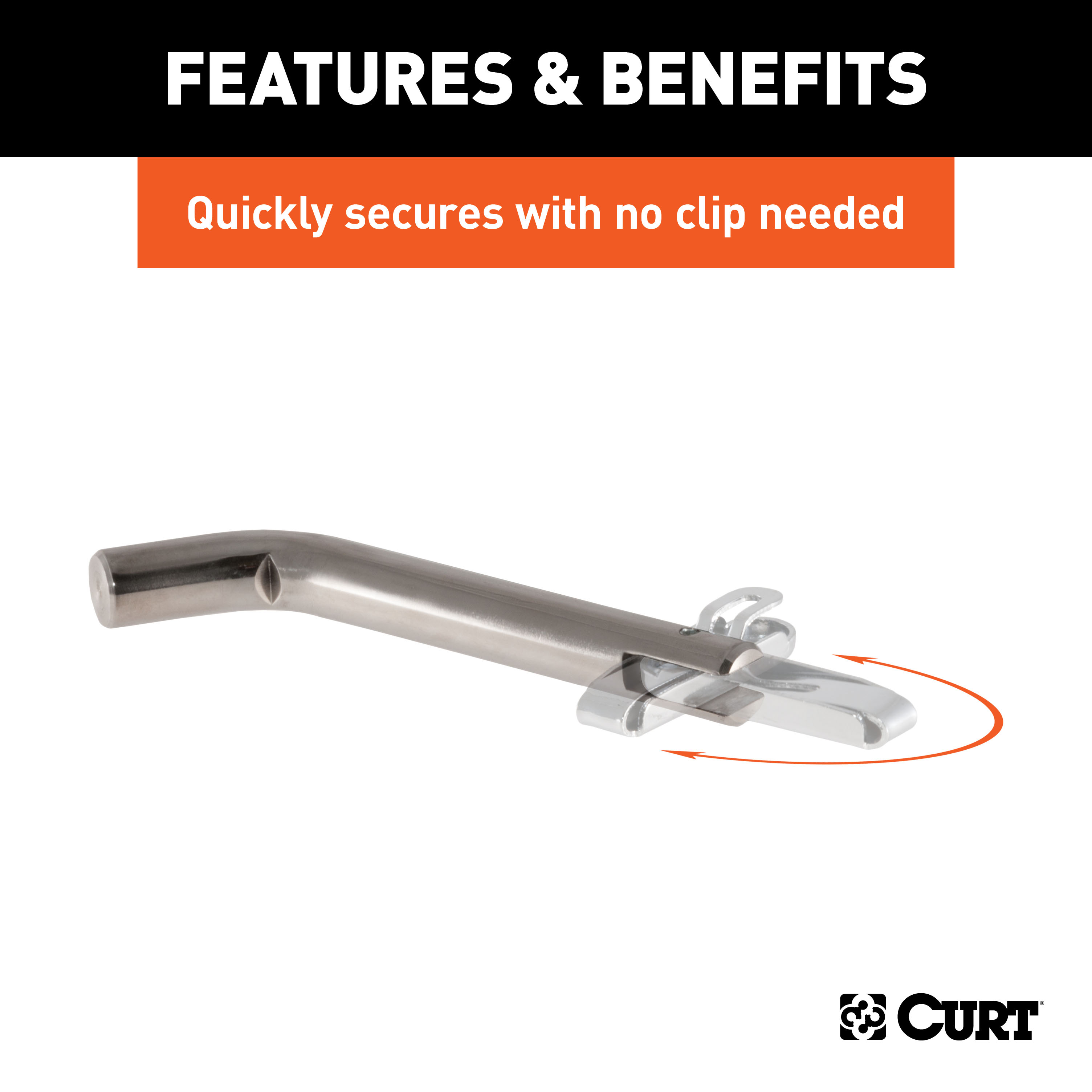 CURT 23581 Stainless Steel Swivel Trailer Hitch Pin, 1/2-Inch Diameter, Fits 1-1/4-Inch Receiver thumbnail 3