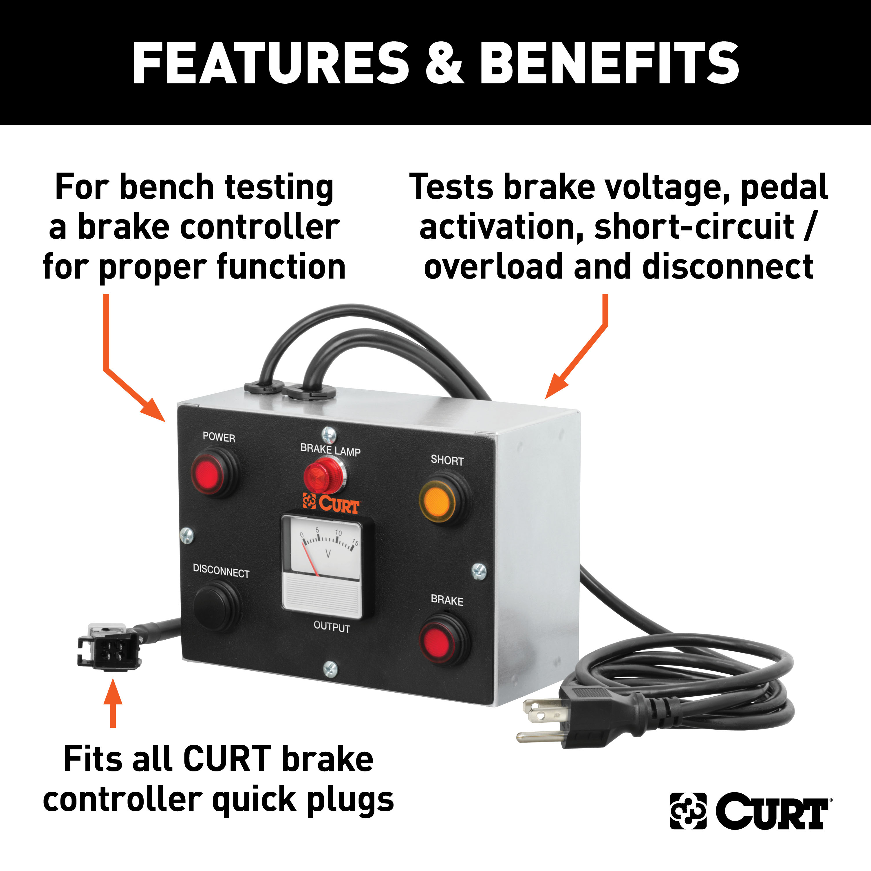 CURT 51521 Bench Test Trailer Brake Controller Tester thumbnail 1