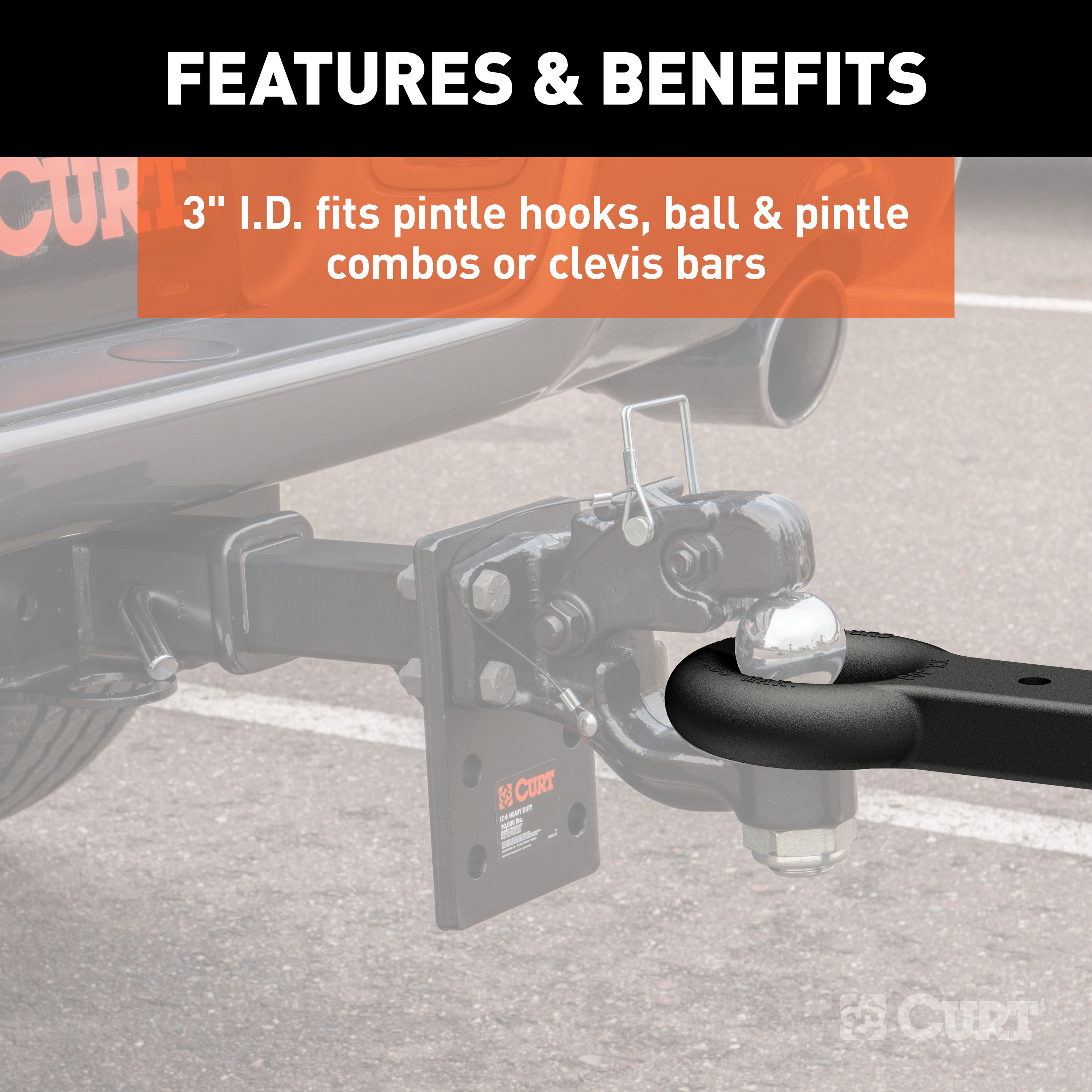 CURT 48510 Black Steel Pintle Hitch Lunette Ring 3-Inch ID, 22,000 lbs thumbnail 2